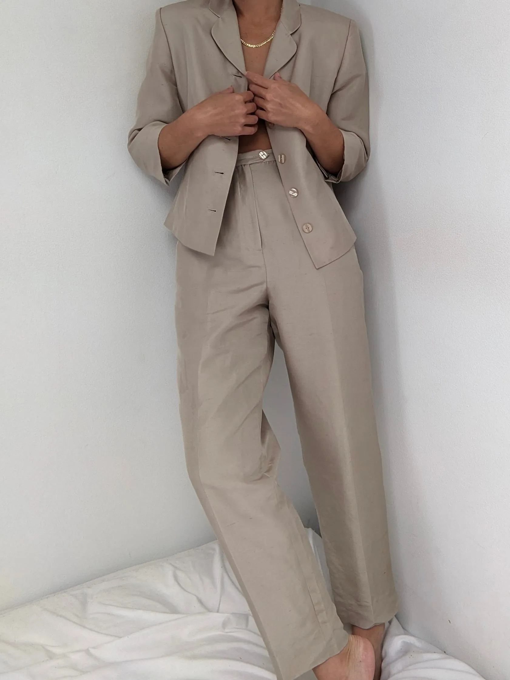 Vintage Champagne Brushed Silk Pant Set sold by NA NIN product image thumbnail 2