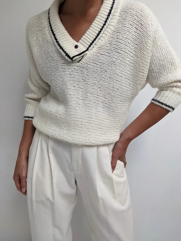 Vintage Cream Collared Knit Sweater sold by NA NIN