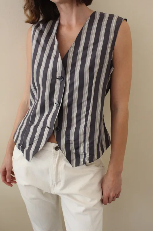 Vintage Striped Silk Vest made by Vintage
