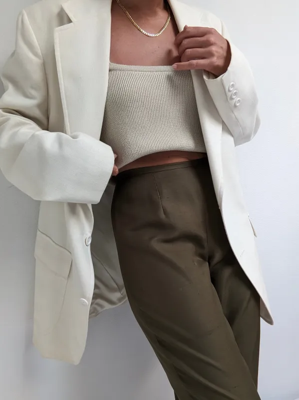 Vintage Olive Brushed Silk Pants sold by NA NIN