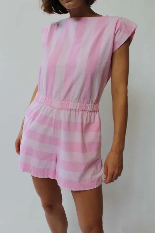 Beautiful Pink Striped Romper made by Vintage