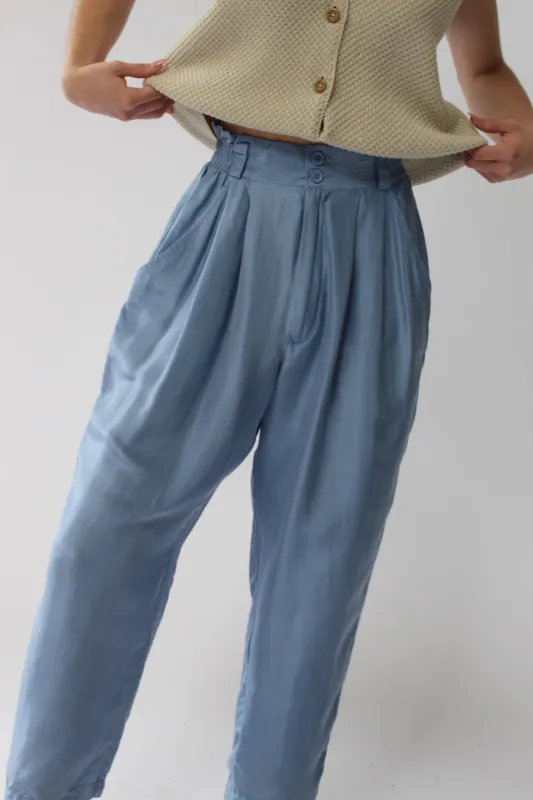 Petite Vintage Yves Saint Laurent Silk Pleated Trousers sold by NA NIN