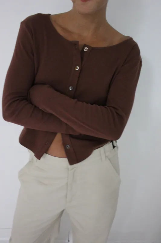 Relaxed Organic Rib Cardigan made by LA RELAXED
