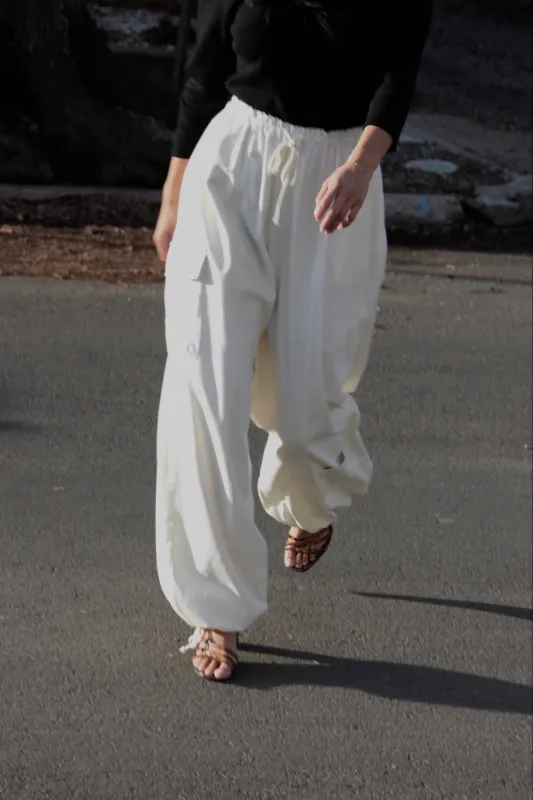 Cooper Silk Canvas Cargo Pant made by NA NIN