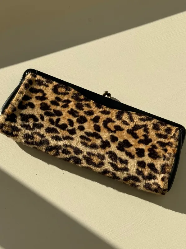 Favorite Vintage Faux Leopard Fur Clutch made by NA NIN