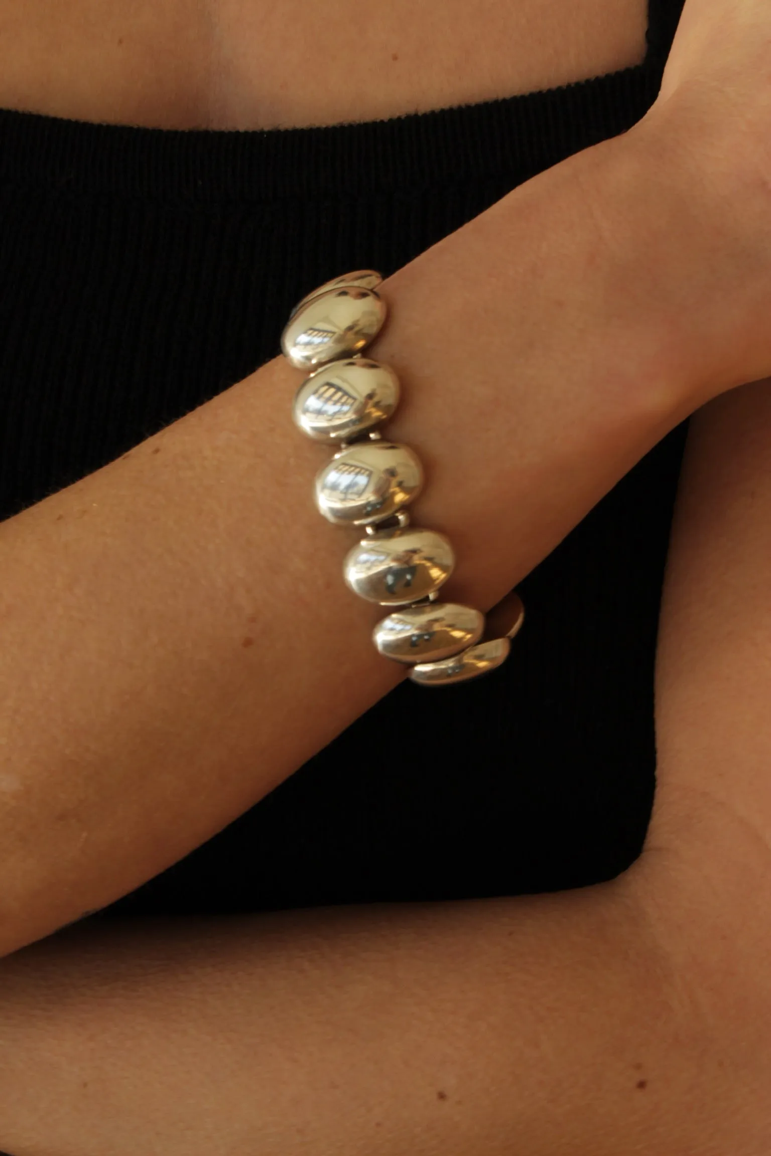 Incredible Vintage Solid Sterling Silver Dome Link Bracelet sold by NA NIN product image thumbnail 2