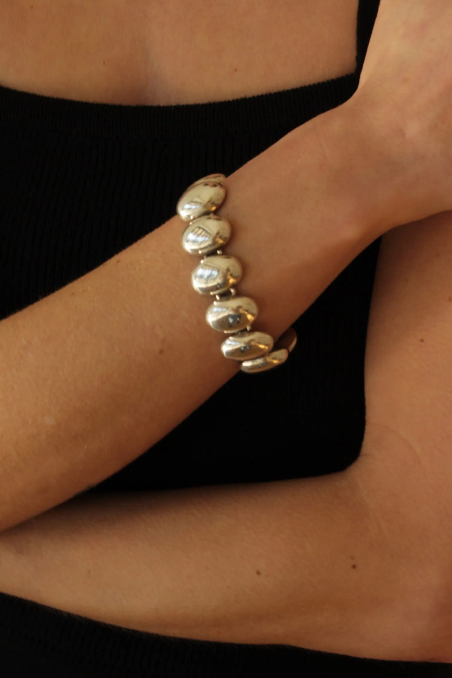 Incredible Vintage Solid Sterling Silver Dome Link Bracelet sold by NA NIN