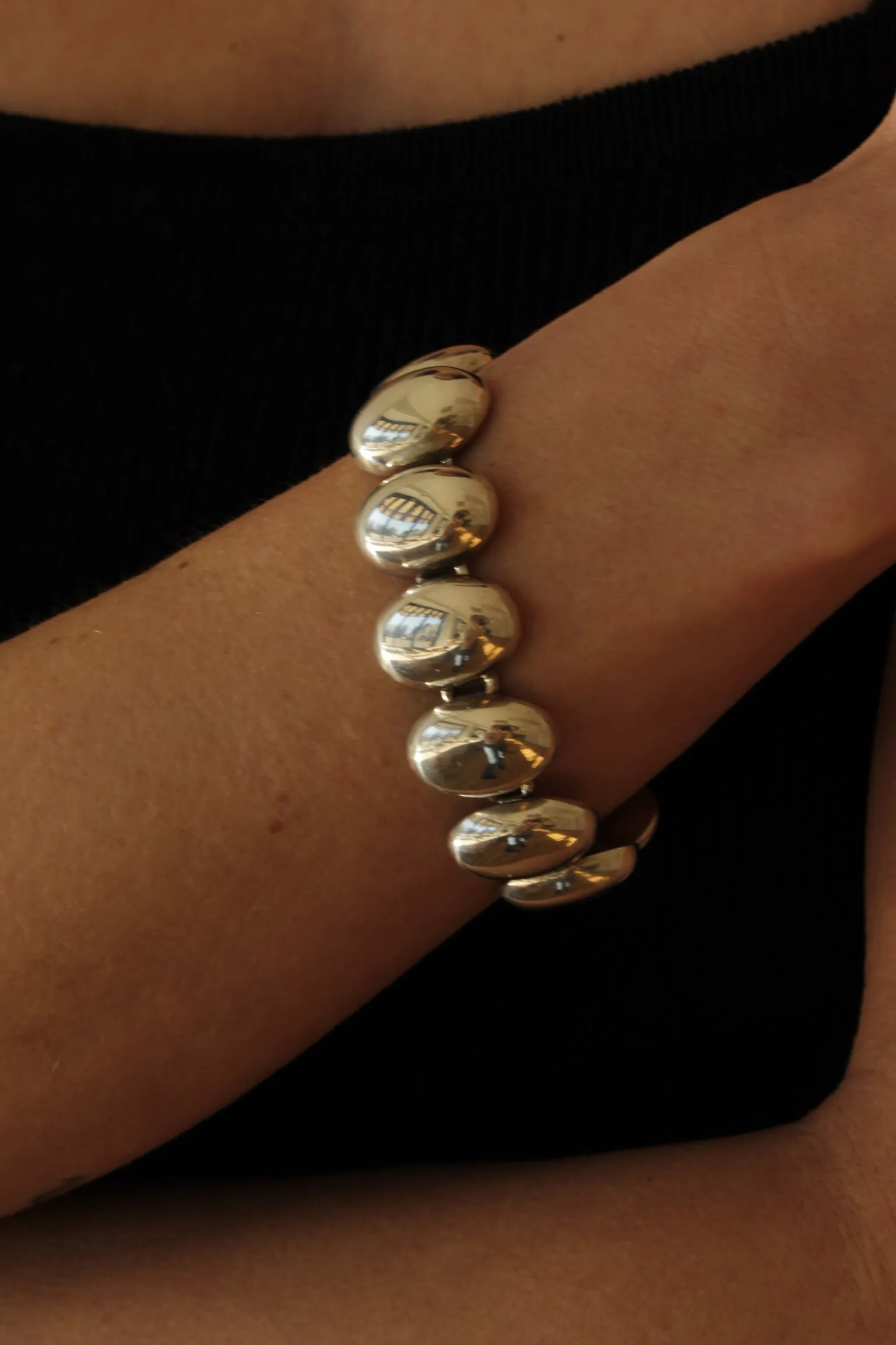 Incredible Vintage Solid Sterling Silver Dome Link Bracelet sold by NA NIN product image thumbnail 4