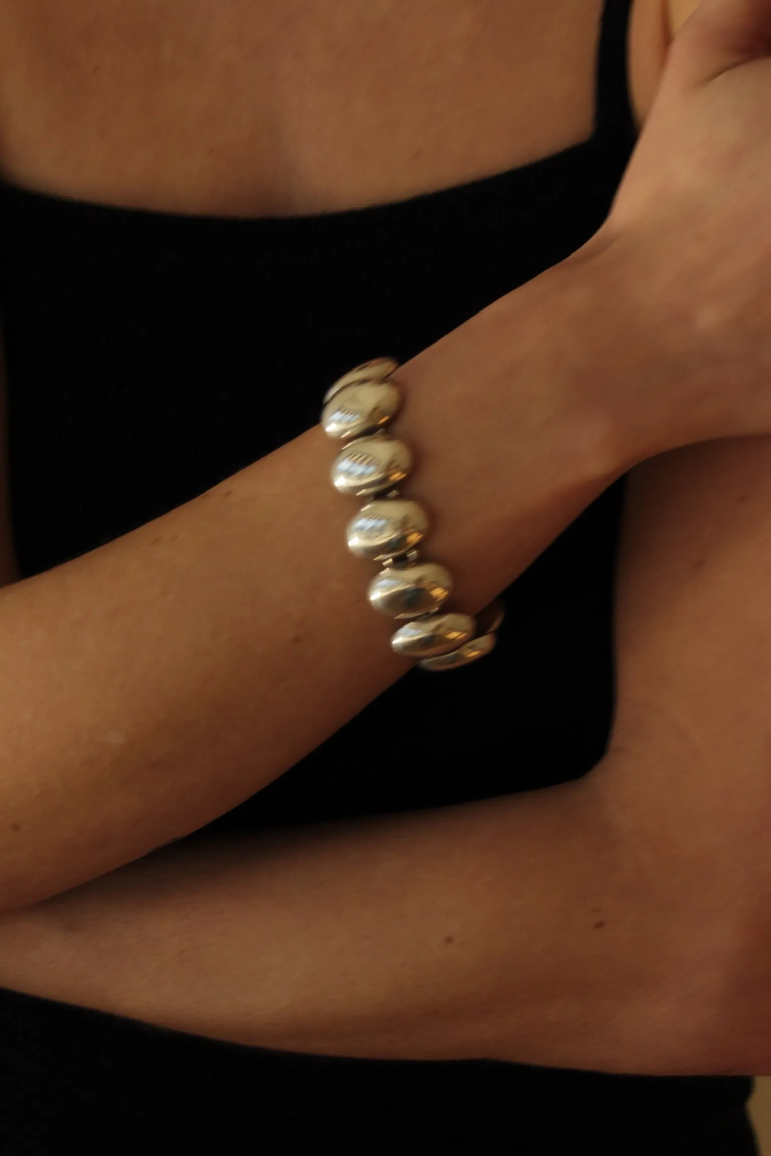 Incredible Vintage Solid Sterling Silver Dome Link Bracelet sold by NA NIN product image thumbnail 3