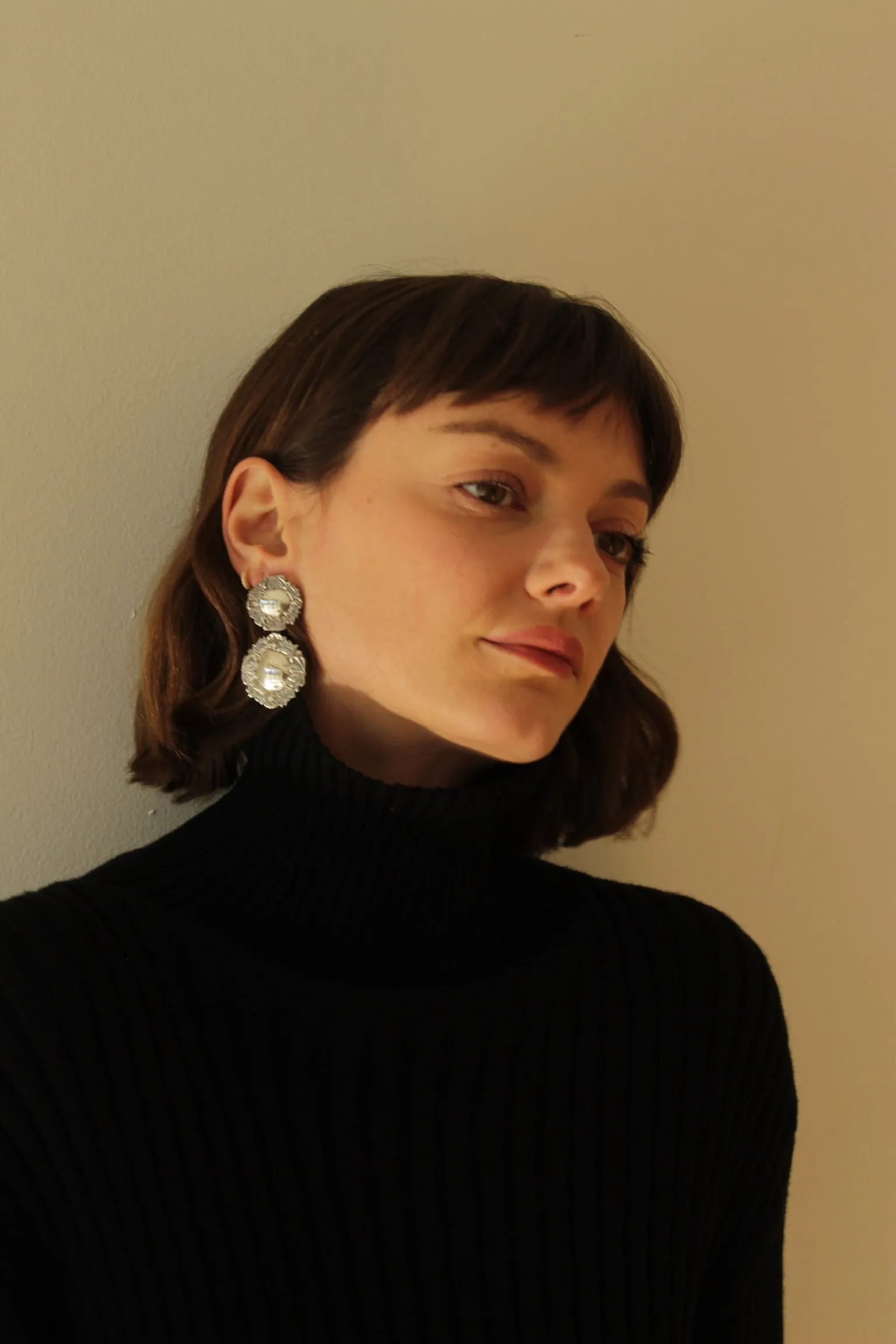 Vintage Sterling Silver Repousse Drop Earrings sold by NA NIN product image thumbnail 3