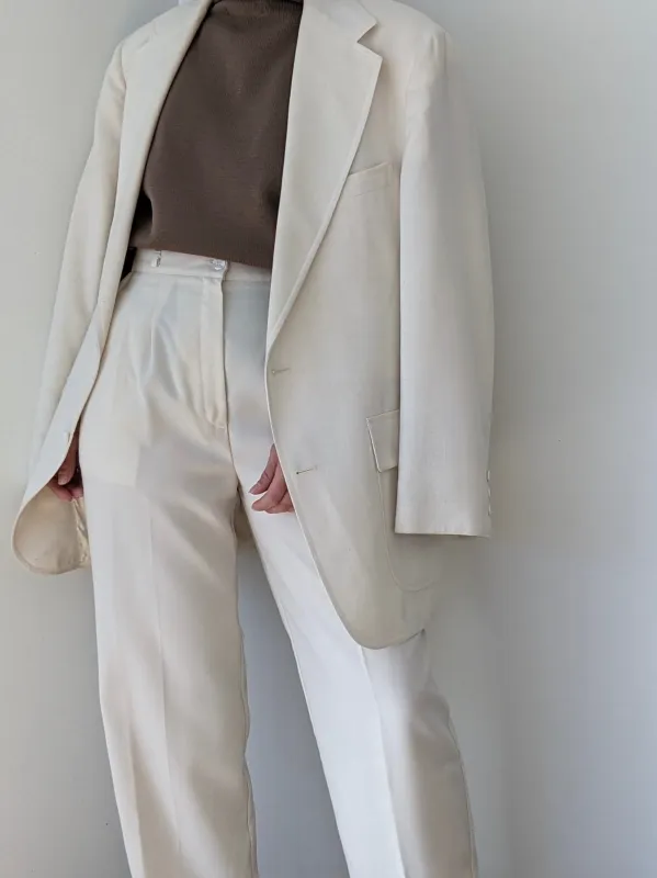 Vintage Eggshell Pleated Trouser made by Vintage