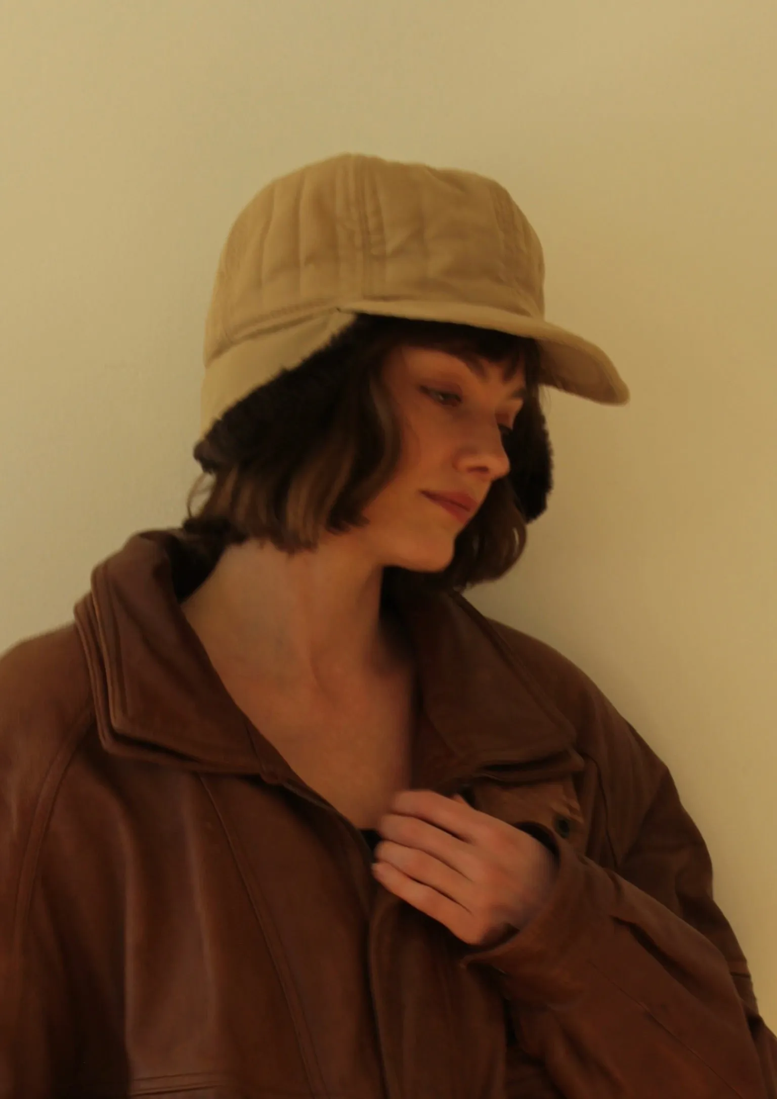 Vintage Quilted Khaki & Faux Fur Trapper Hat sold by NA NIN product image thumbnail 4