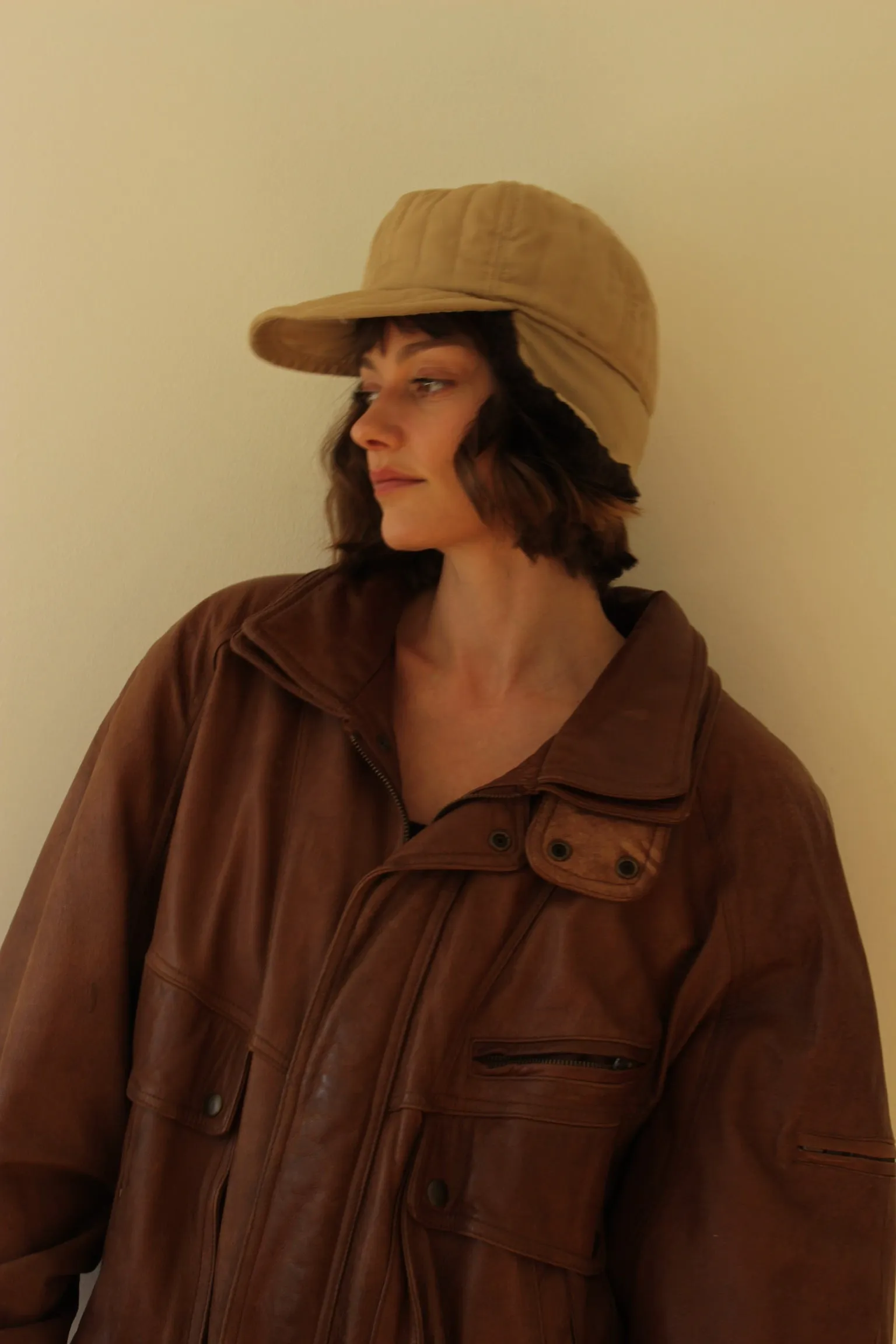 Vintage Quilted Khaki & Faux Fur Trapper Hat sold by NA NIN product image thumbnail 3