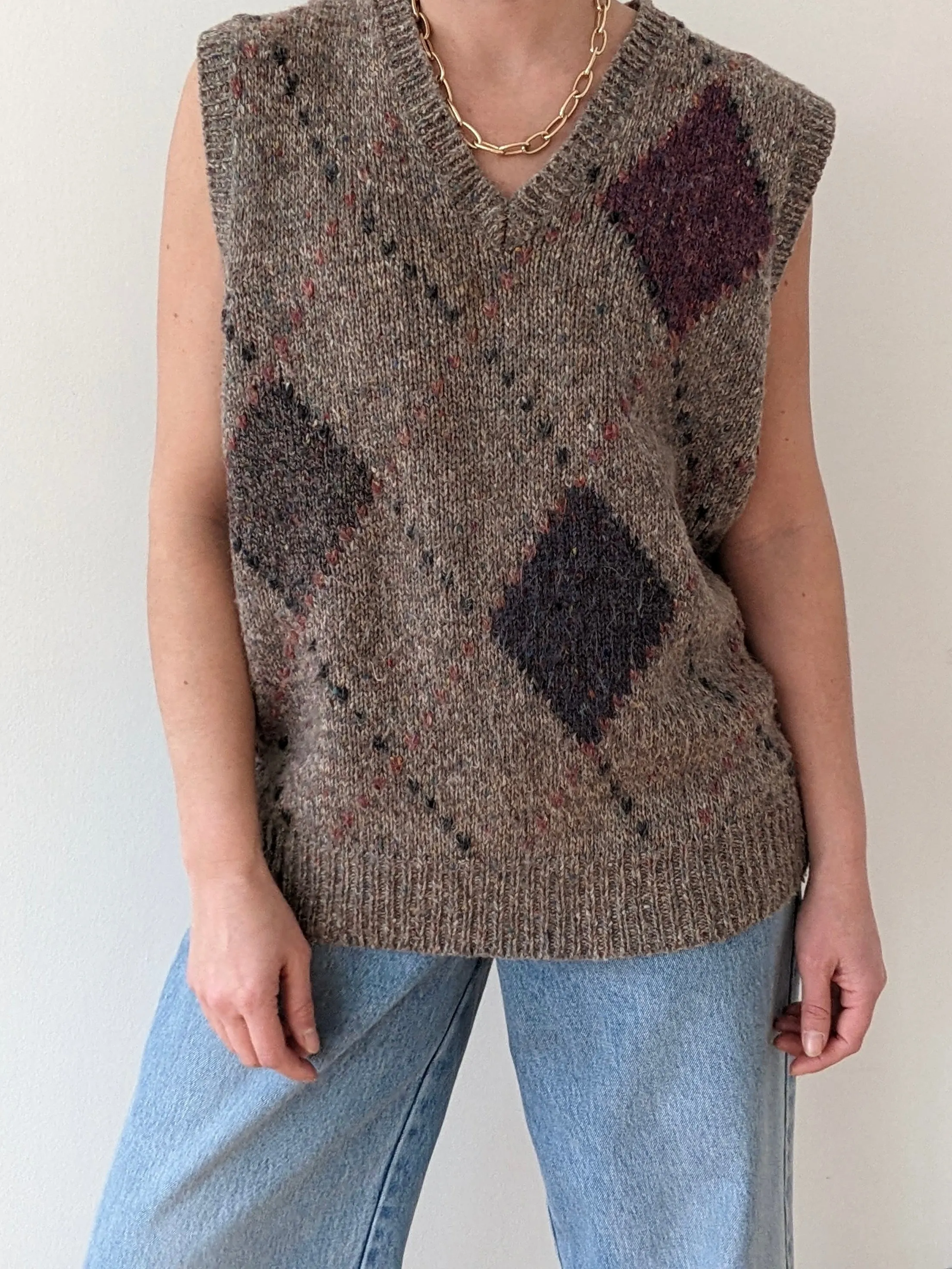 Vintage Knitted Wool Argyle Vest sold by NA NIN product image thumbnail 4