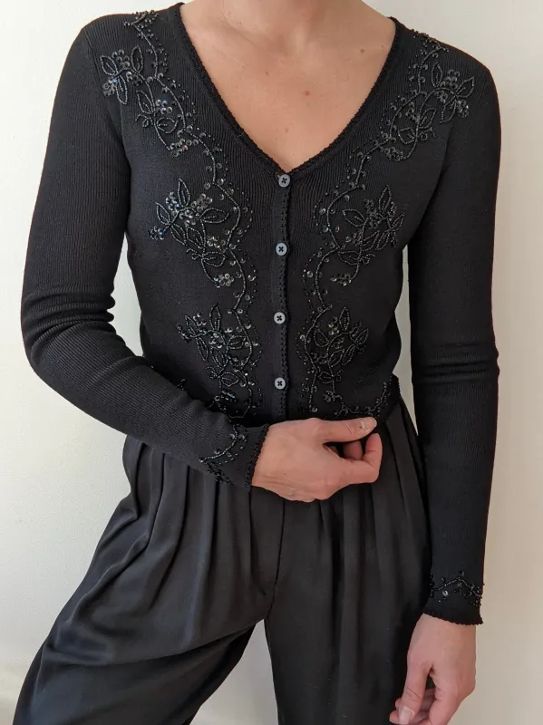 Vintage DKNY Embellished Wool Crop Cardigan made by NA NIN