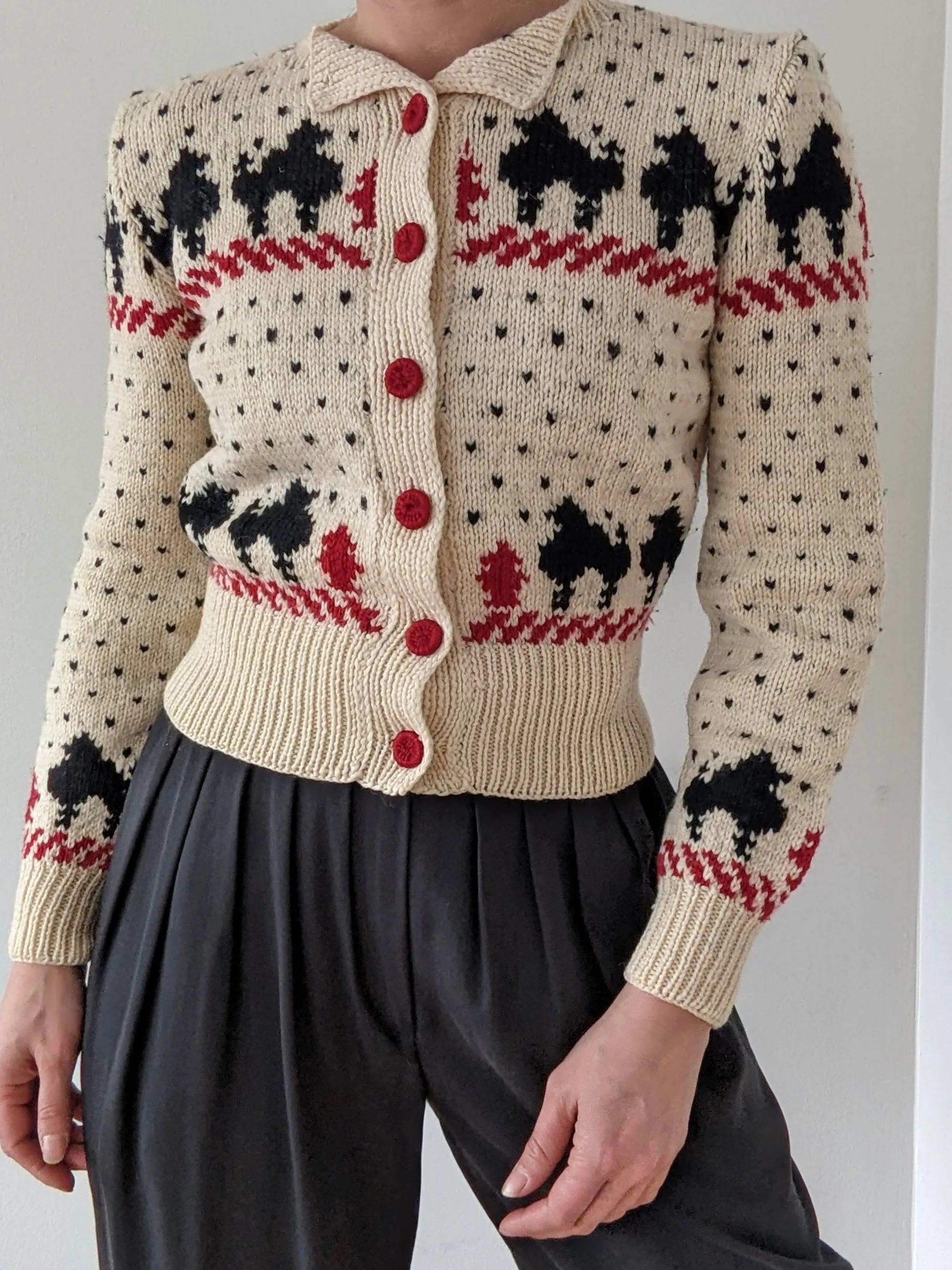 Incredible Vintage Petite Hand Knit Wool Graphic Cardigan sold by NA NIN product image thumbnail 2