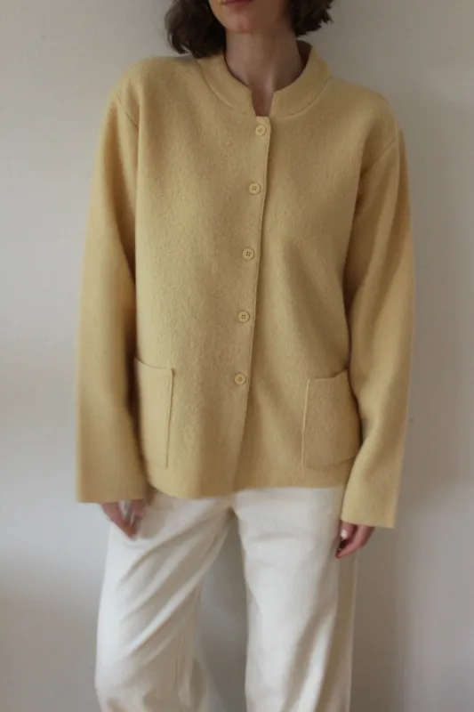 Vintage Buttercream Wool Pocket Cardigan made by Vintage