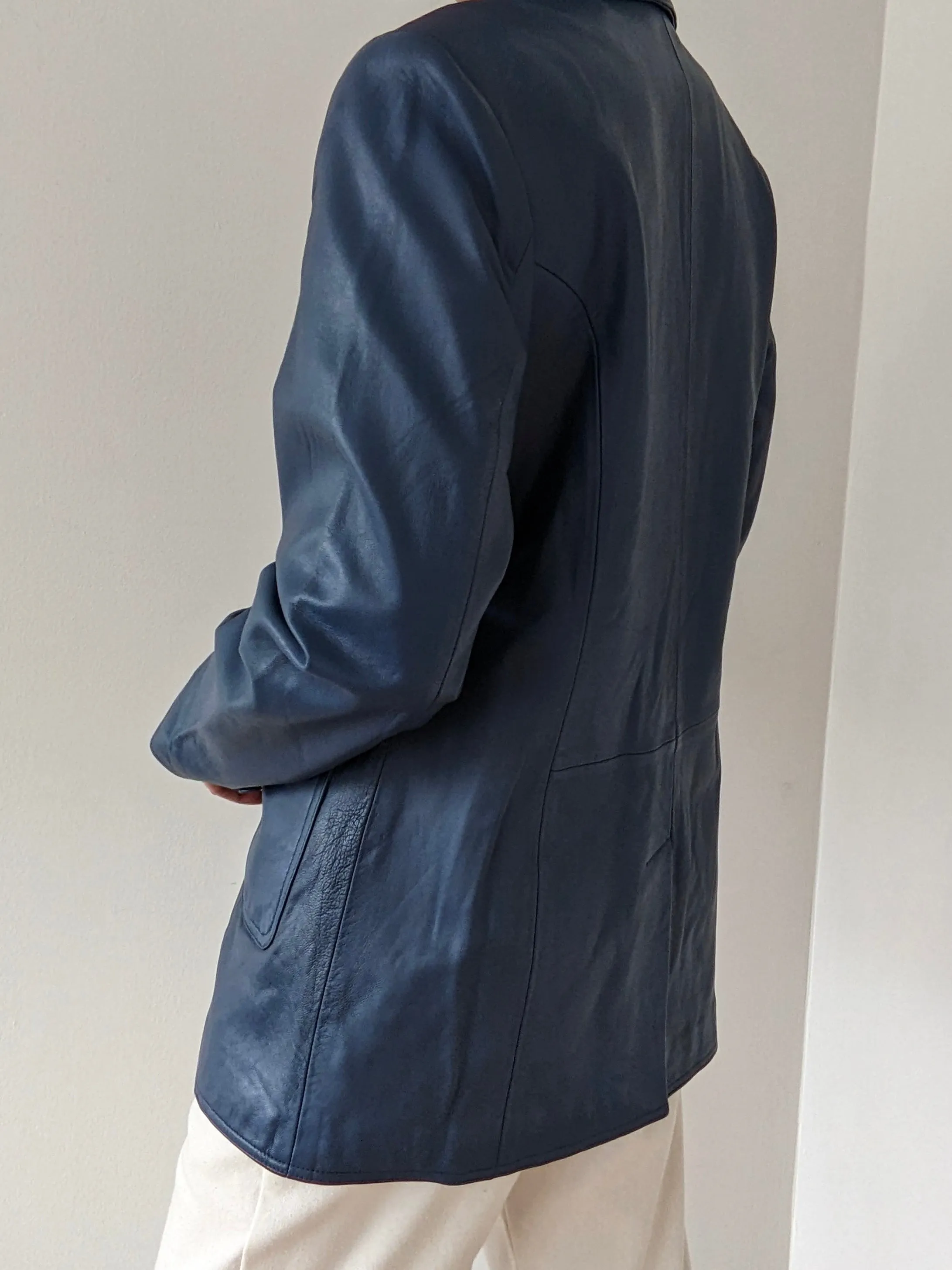 Rare Cerulean Smooth Leather Jacket sold by NA NIN product image thumbnail 2