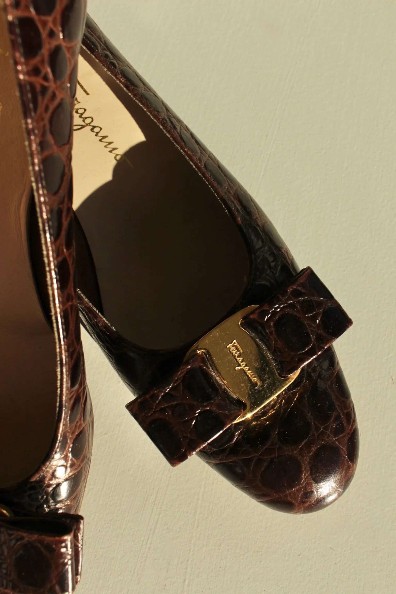 Vintage Salvatore Ferragamo Embossed Leather Pumps sold by NA NIN product image thumbnail 3