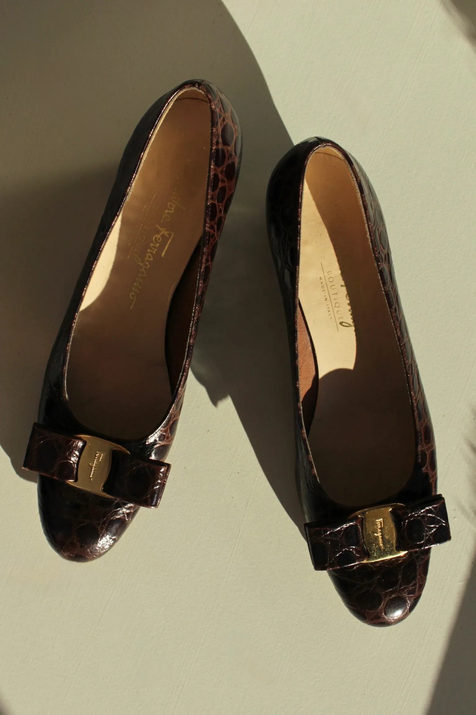Vintage Salvatore Ferragamo Embossed Leather Pumps sold by NA NIN product image thumbnail 2