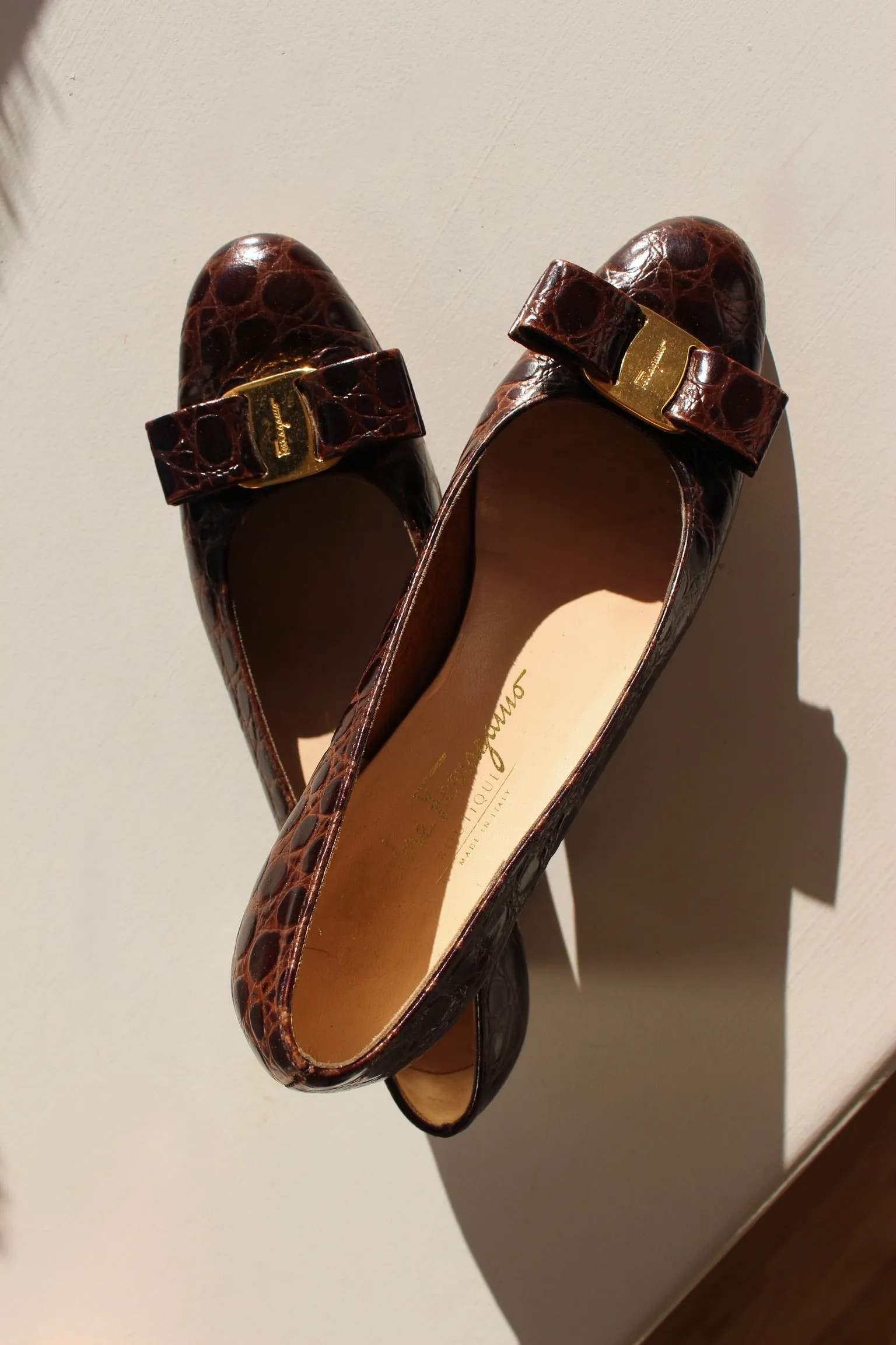 Vintage Salvatore Ferragamo Embossed Leather Pumps sold by NA NIN product image thumbnail 4