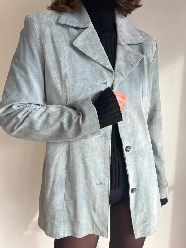 Lovely Vintage Powder Blue Suede Jacket made by NA NIN