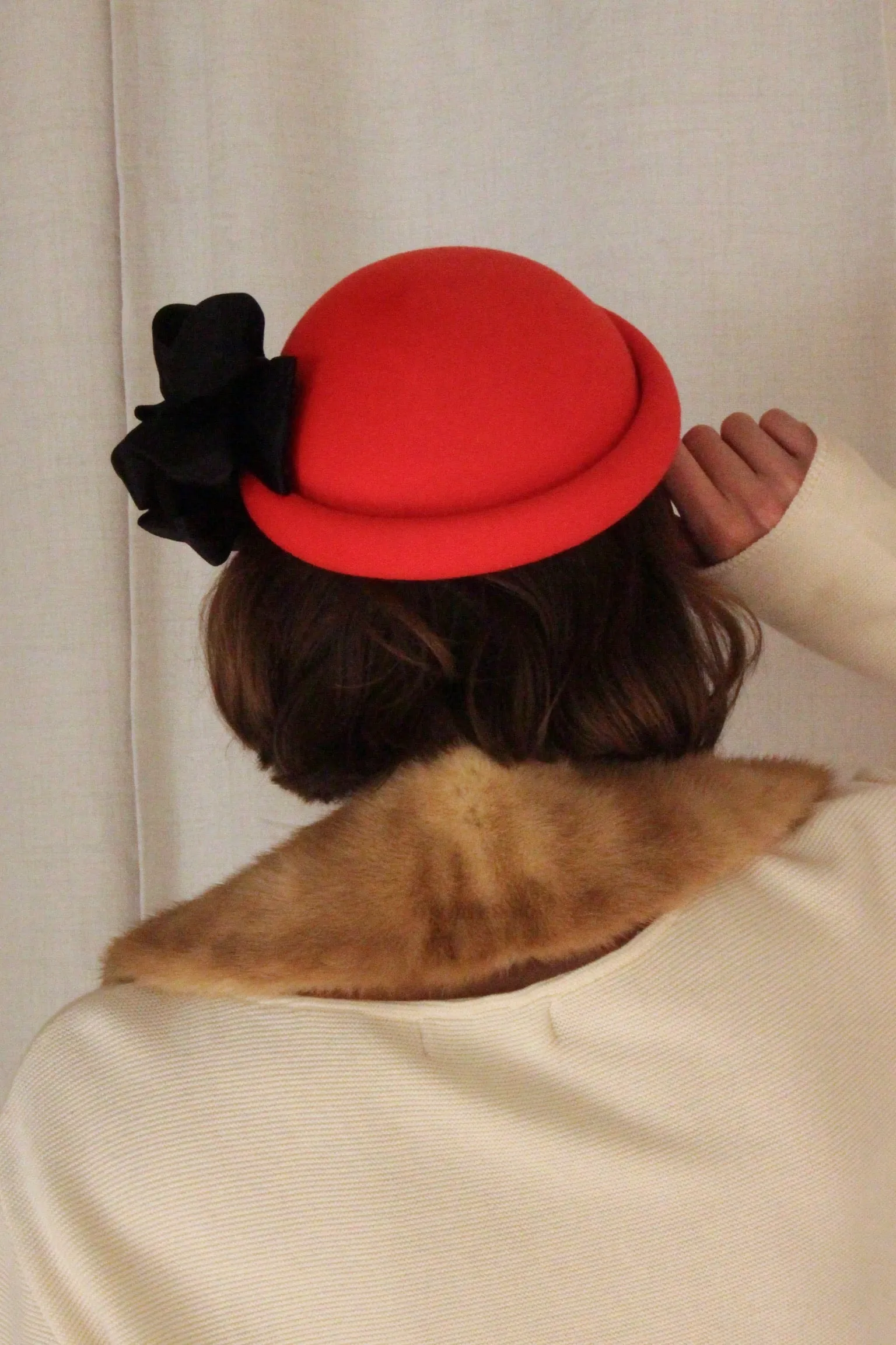Amazing Vintage Holly Felted Wool & Satin Ribbon Hat sold by NA NIN product image thumbnail 3
