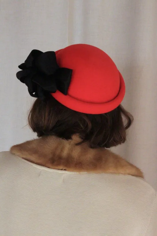 Amazing Vintage Holly Felted Wool & Satin Ribbon Hat sold by NA NIN