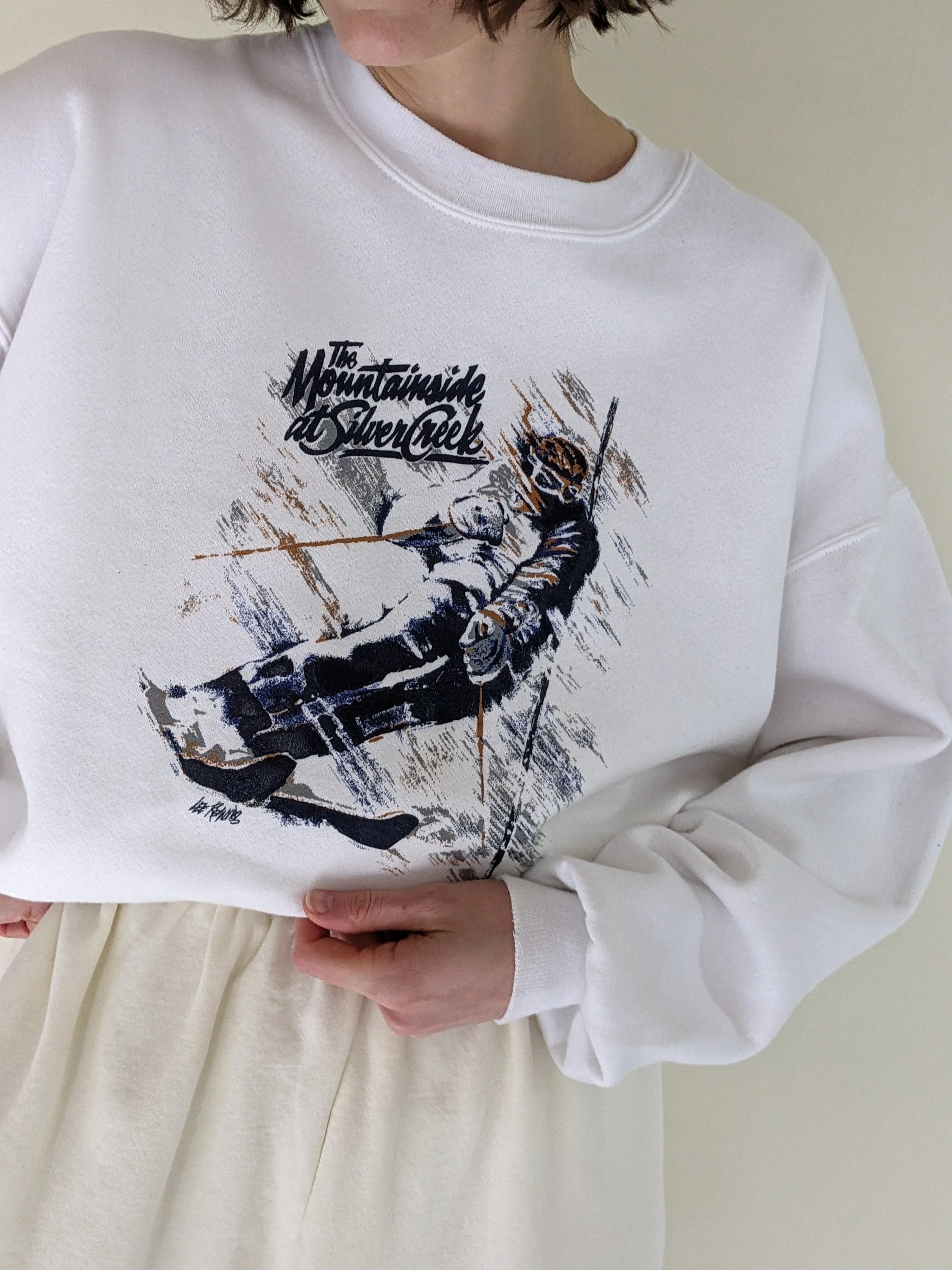 Vintage "Mountainside" Skier Printed Sweatshirt sold by NA NIN product image thumbnail 3