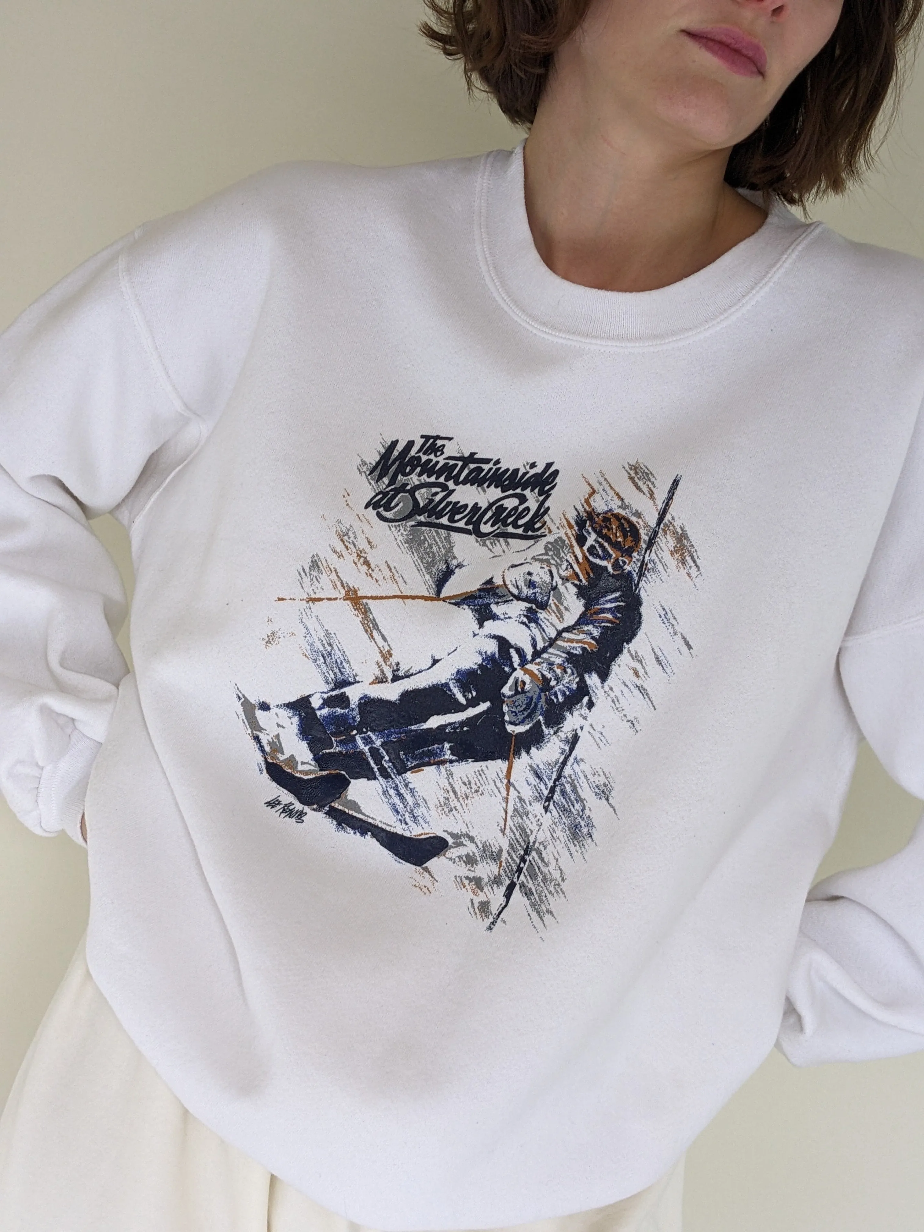 Vintage "Mountainside" Skier Printed Sweatshirt sold by NA NIN product image thumbnail 2
