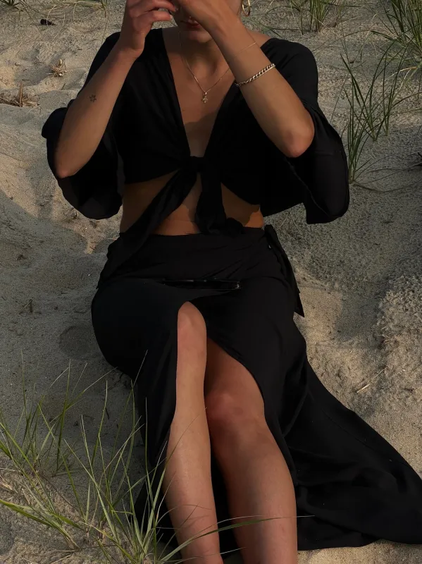 Bobbie Sandwashed Voile Tie Top sold by NA NIN