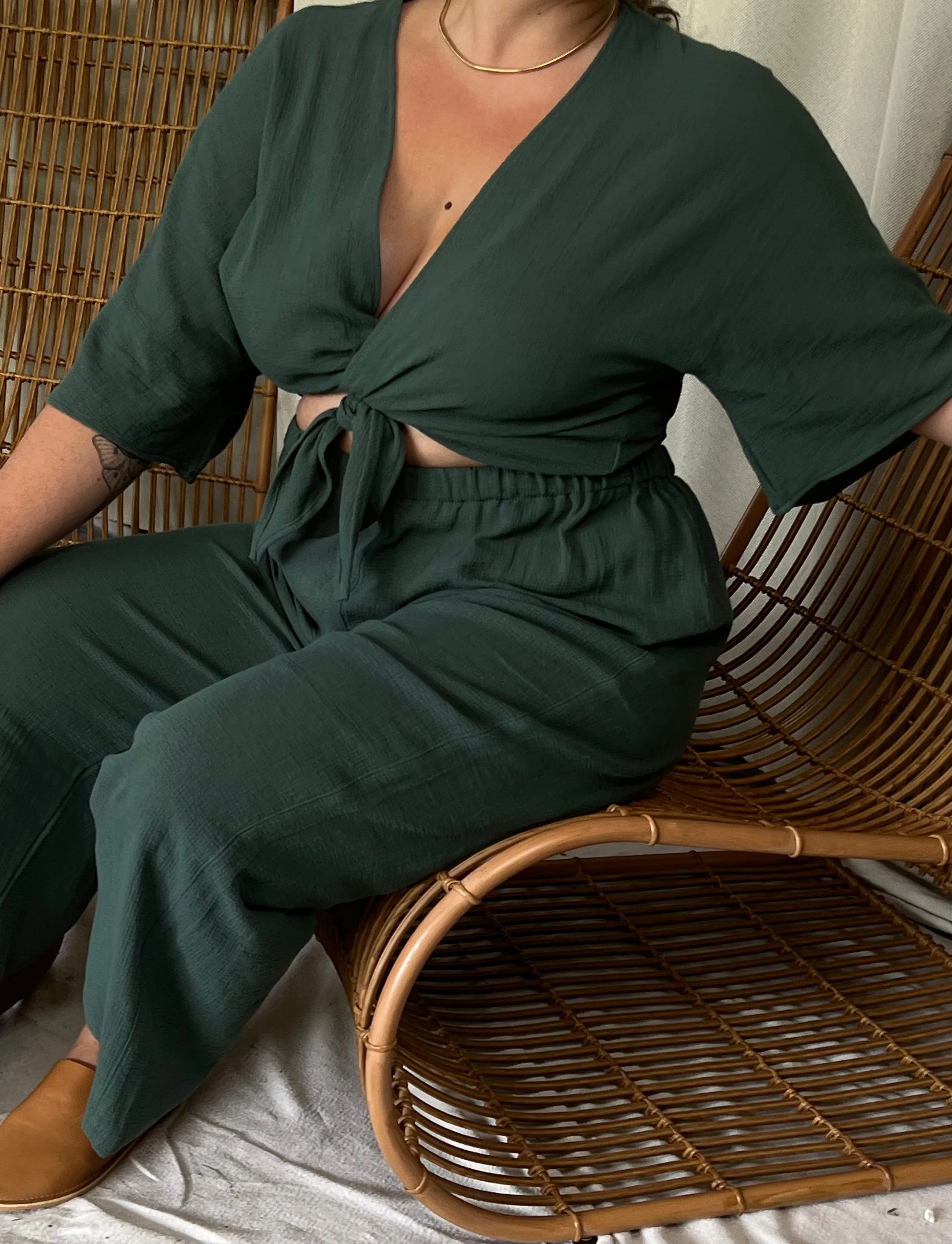 Bobbie Waffled Cotton Tie Top sold by NA NIN product image thumbnail 5