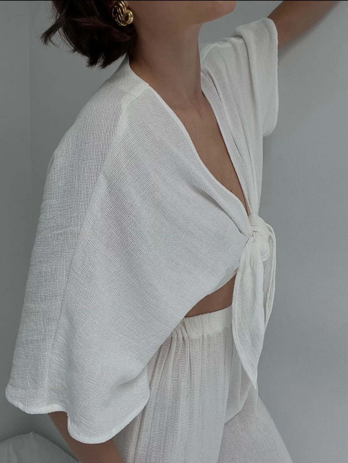 Bobbie Waffled Cotton Tie Top sold by NA NIN product image thumbnail 3