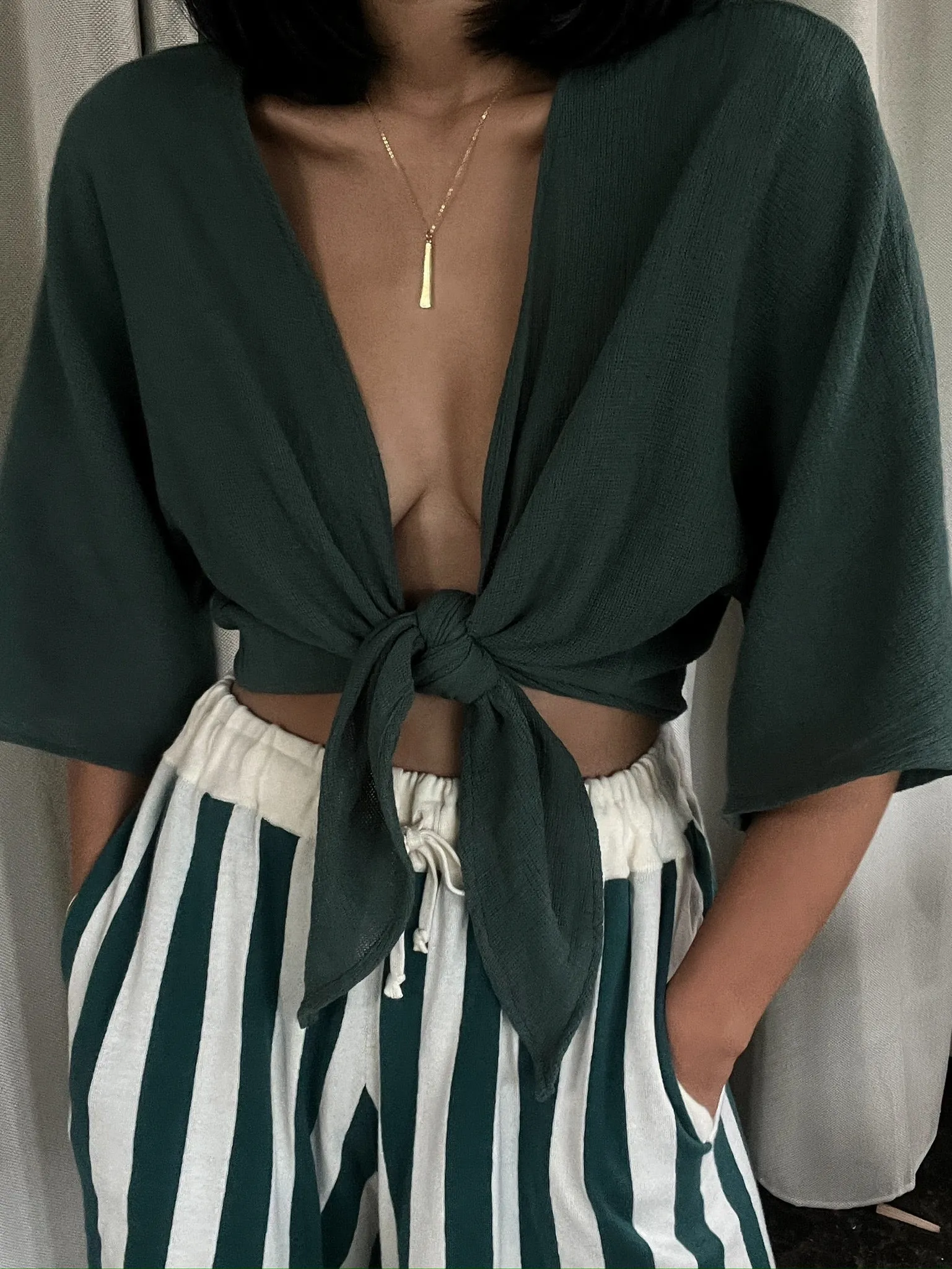 Bobbie Waffled Cotton Tie Top sold by NA NIN product image thumbnail 2