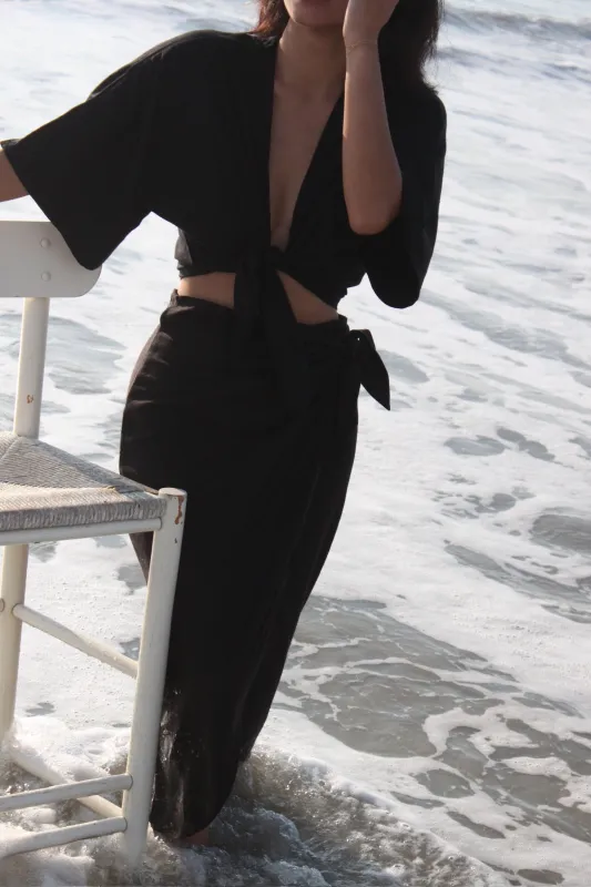 Bobbie Raw Silk Tie Top sold by NA NIN