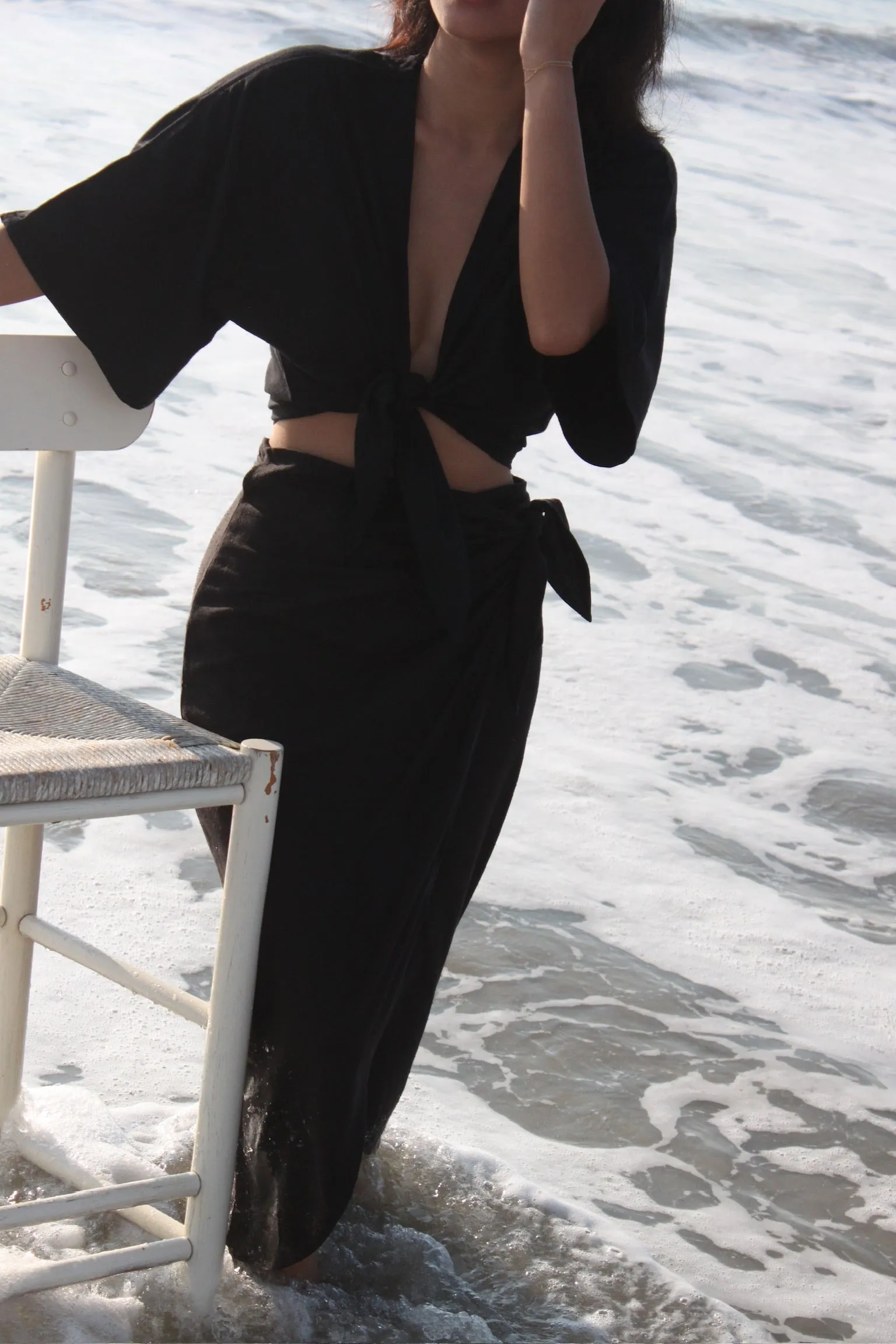 Bobbie Raw Silk Tie Top sold by NA NIN