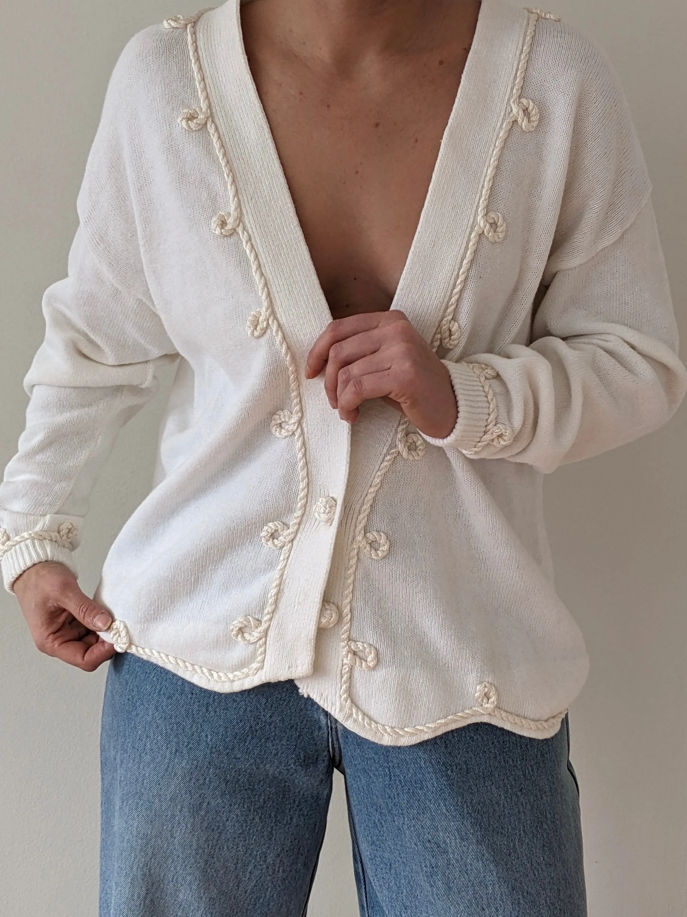 Vintage Cream Rope Appliqué Cardigan sold by NA NIN product image thumbnail 4