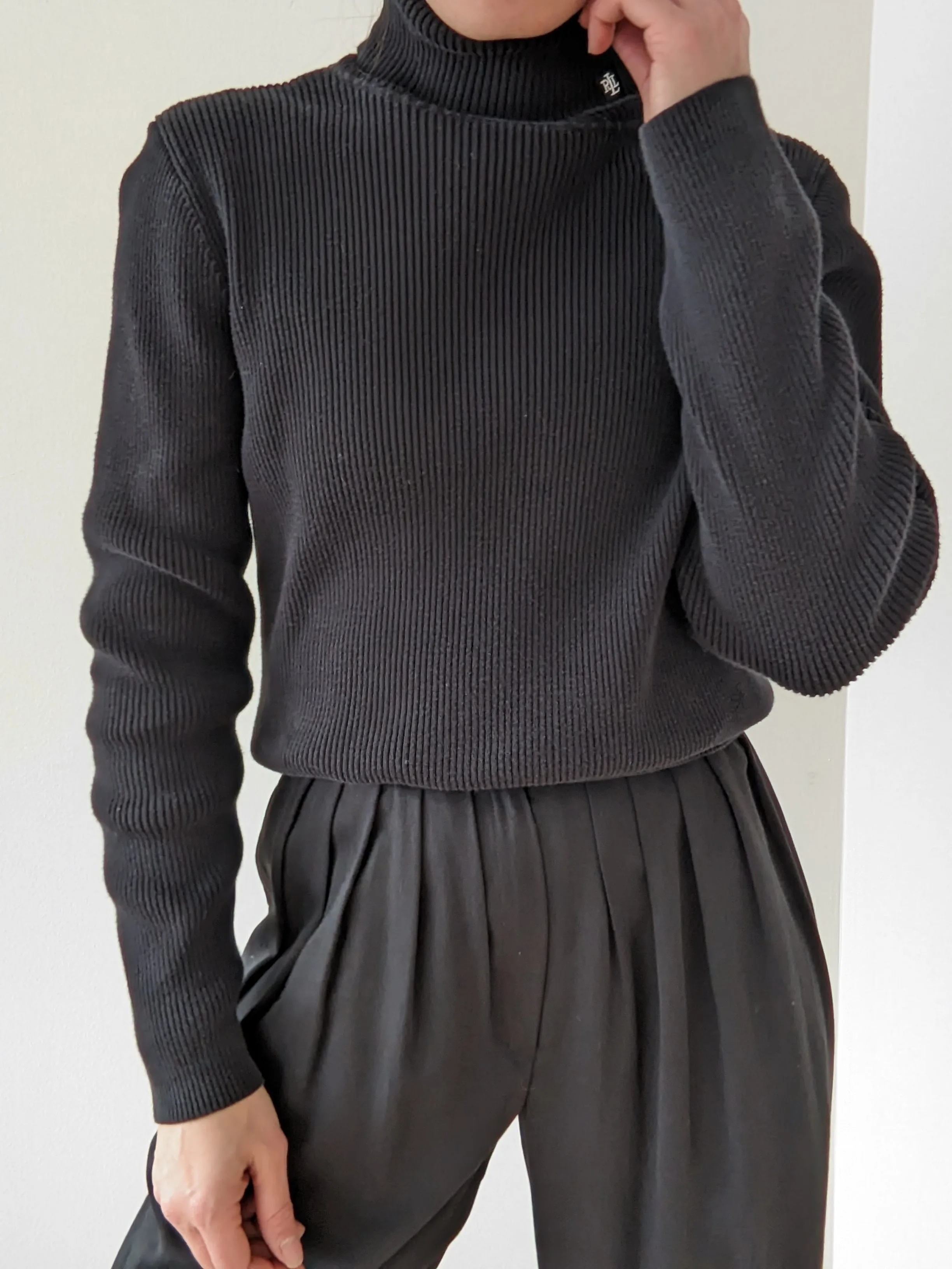 90s Ralph Lauren Black Ribbed Cotton Turtleneck sold by NA NIN product image thumbnail 2