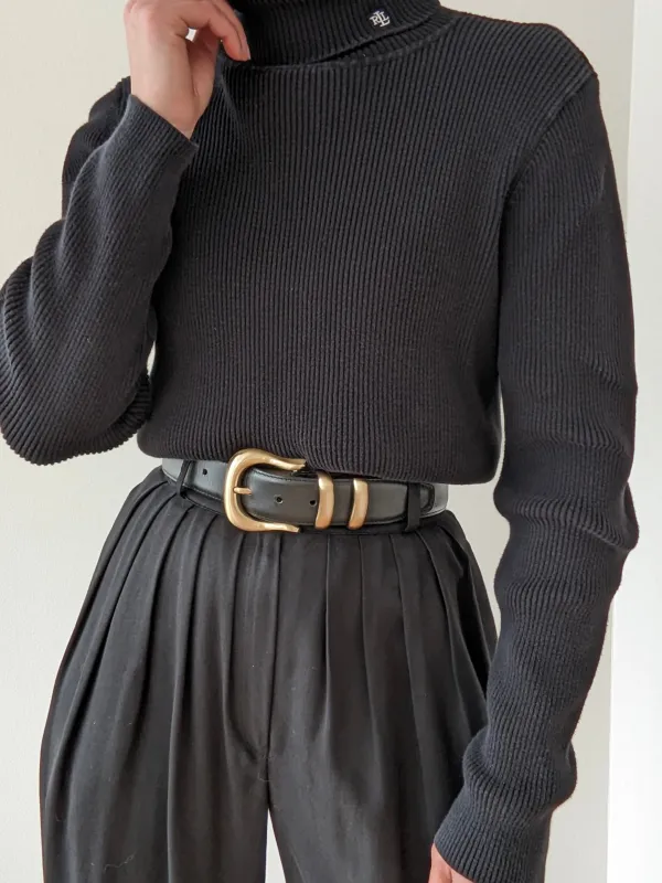 90s Ralph Lauren Black Ribbed Cotton Turtleneck sold by NA NIN