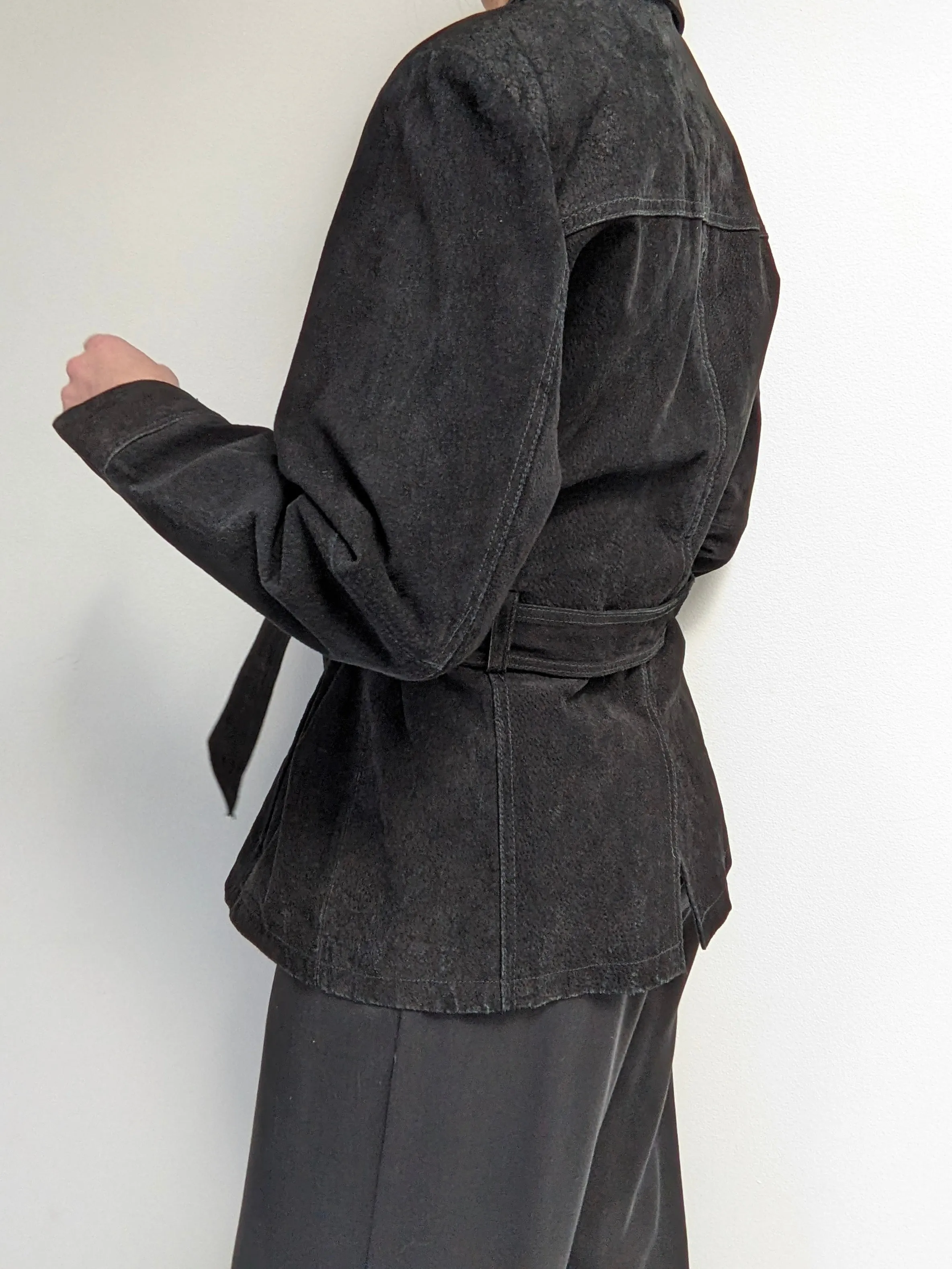 Vintage Ink Black Belted Suede Jacket sold by NA NIN product image thumbnail 3