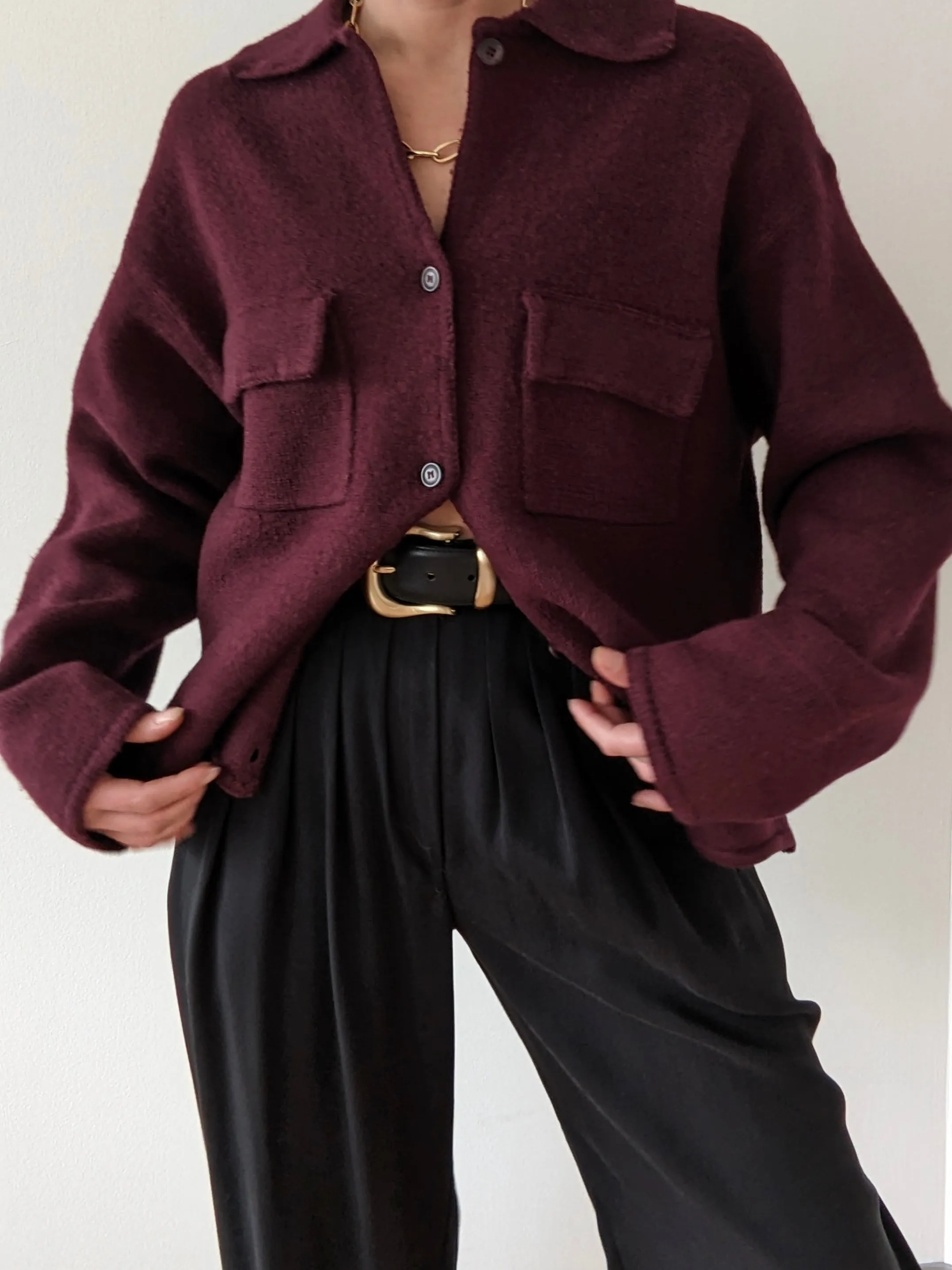 Vintage Merlot Wool Pocket Cardigan sold by NA NIN product image thumbnail 2