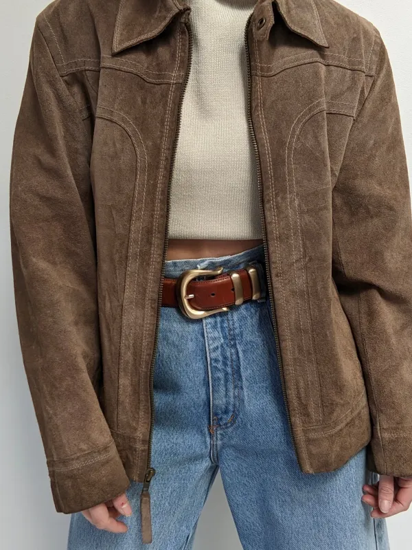 Vintage Almond Textured Suede Jacket made by Vintage