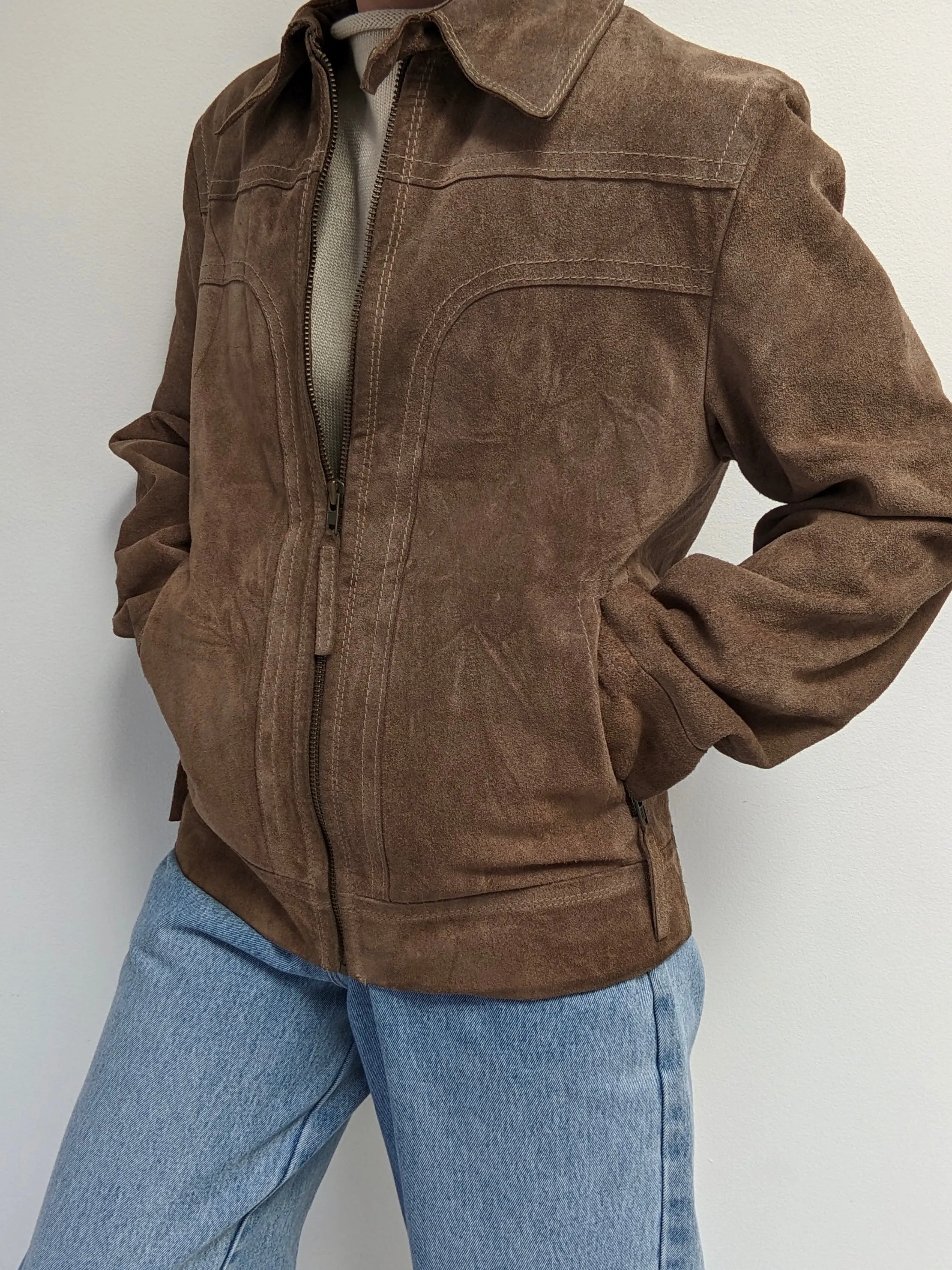 Vintage Almond Textured Suede Jacket sold by NA NIN product image thumbnail 3