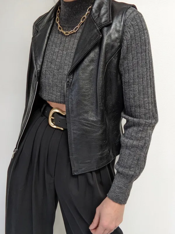 Vintage Wilsons Onyx Leather Zip Vest sold by NA NIN