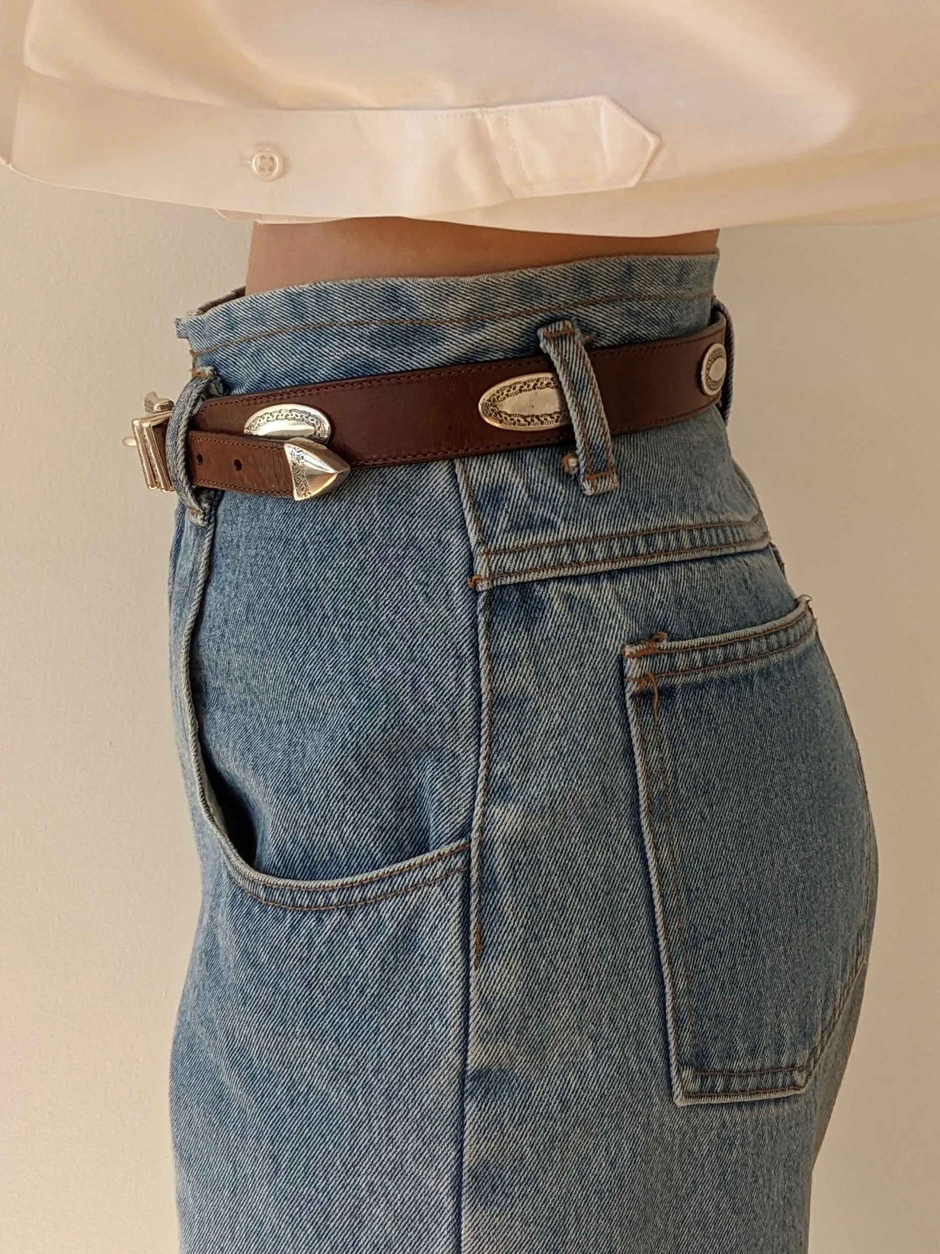 Vintage Whiskey Leather & Silver Pendant Belt sold by NA NIN product image thumbnail 4