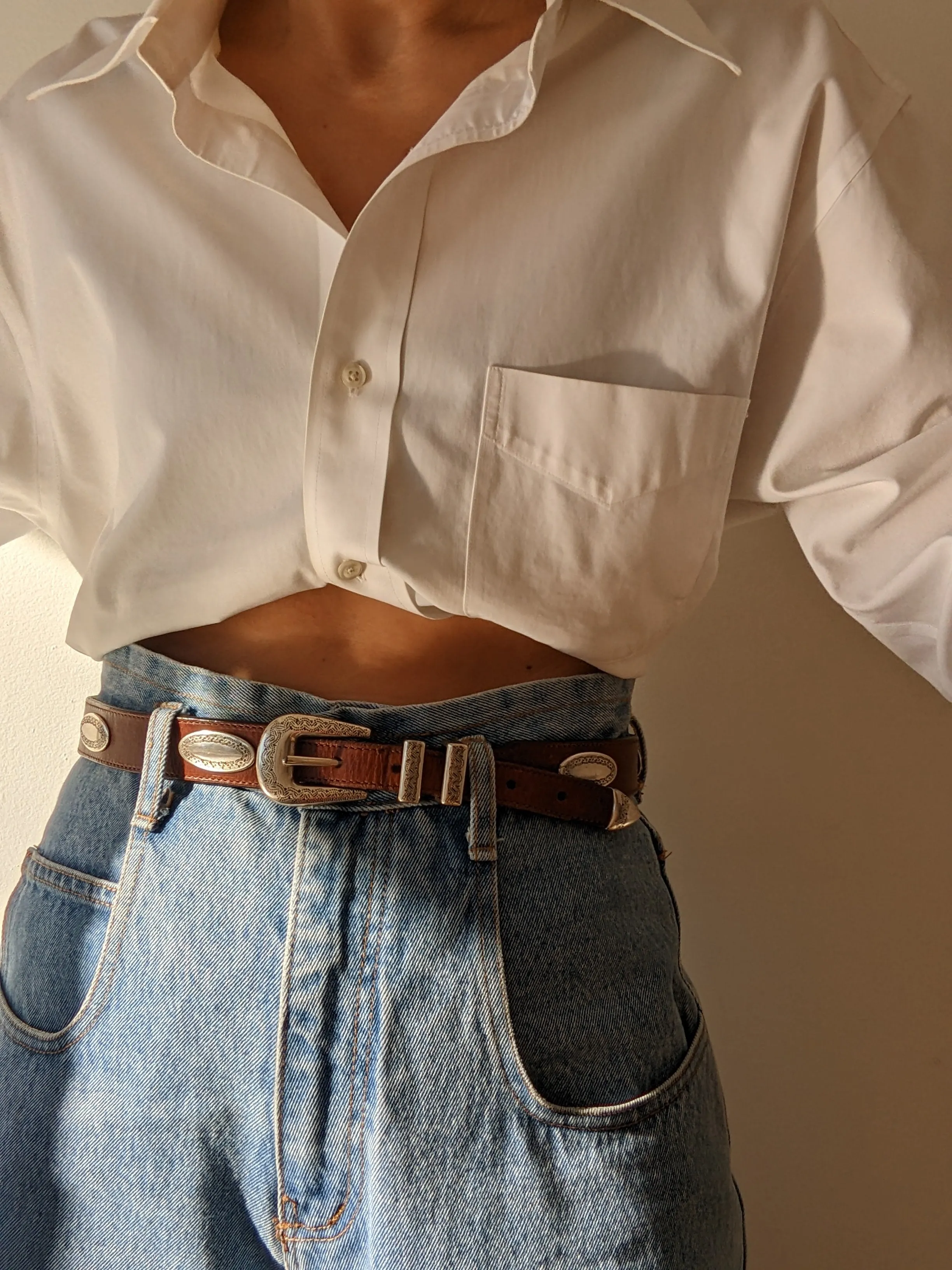 Vintage Whiskey Leather & Silver Pendant Belt sold by NA NIN product image thumbnail 3