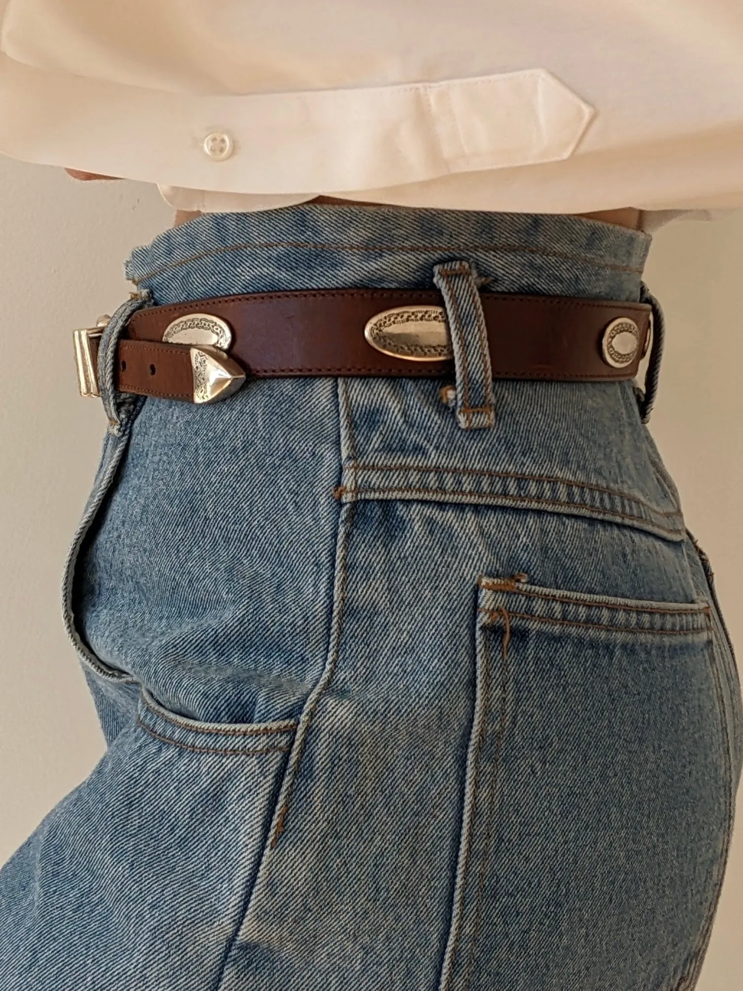 Vintage Whiskey Leather & Silver Pendant Belt sold by NA NIN product image thumbnail 5