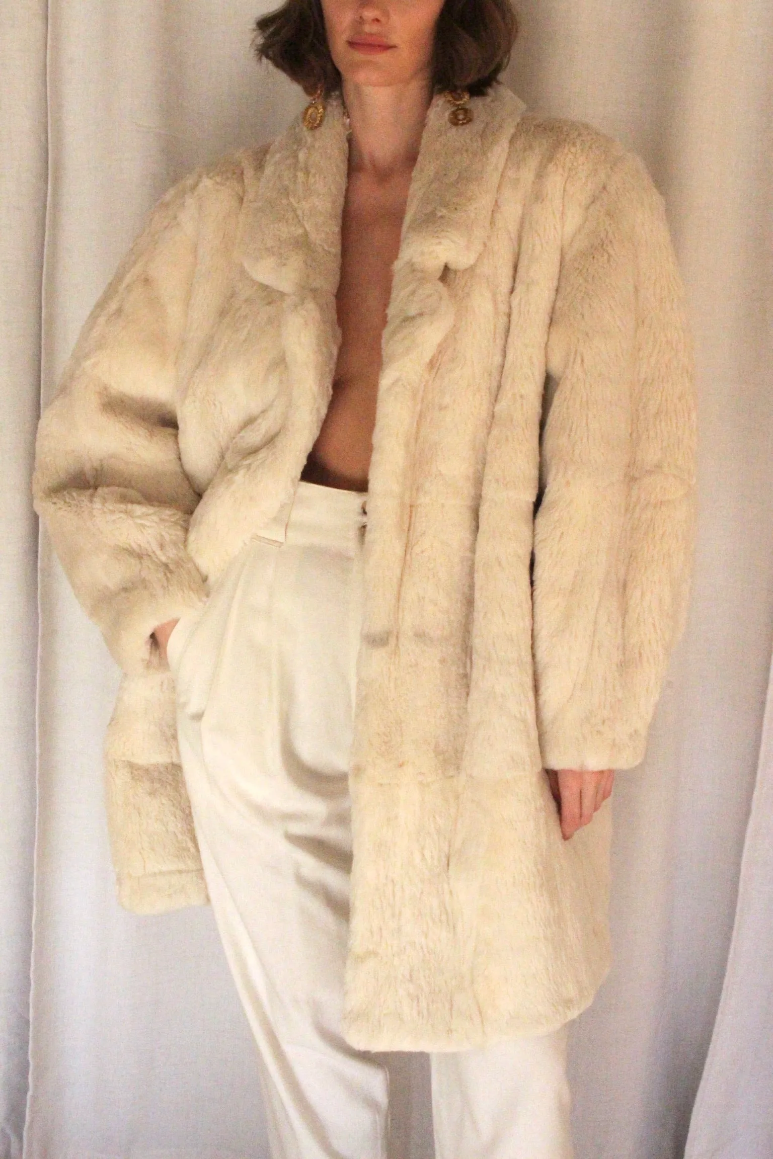 Vintage Cloud Fur Open Drape Coat sold by NA NIN