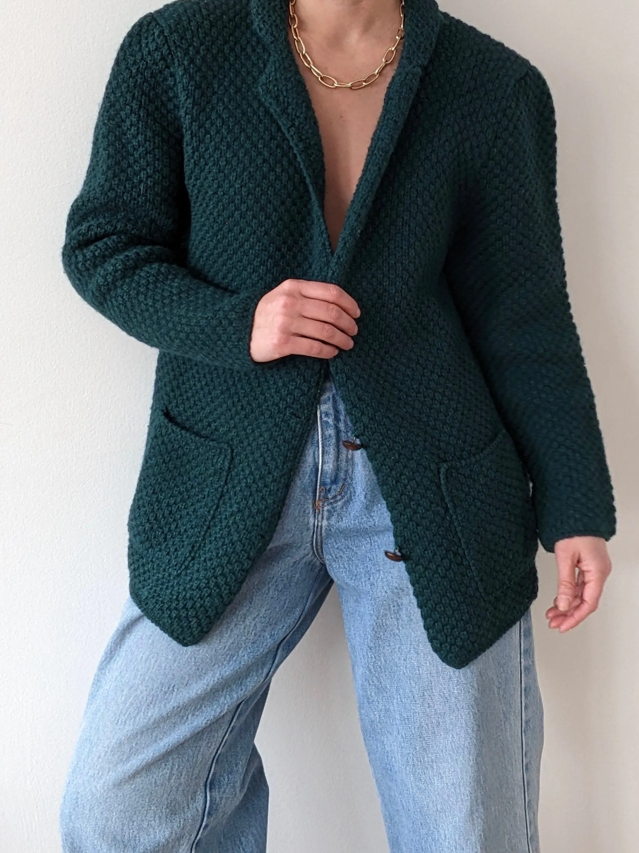 Vintage Evergreen Woven Wool Cardigan sold by NA NIN