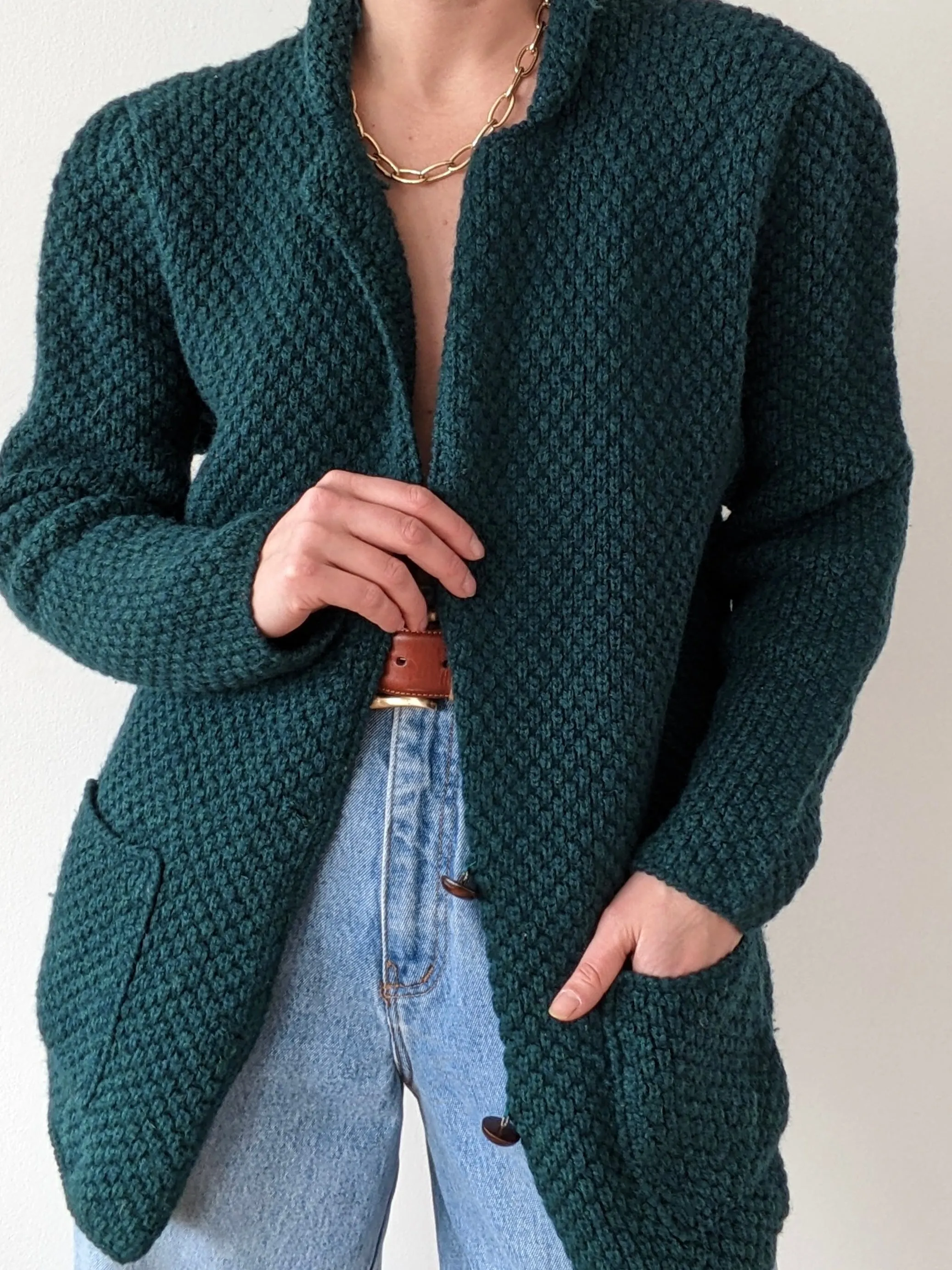 Vintage Evergreen Woven Wool Cardigan sold by NA NIN product image thumbnail 4